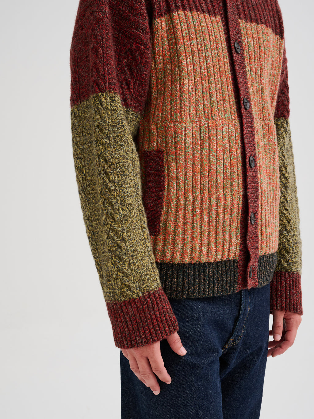Oversized patchwork knit hoodie
