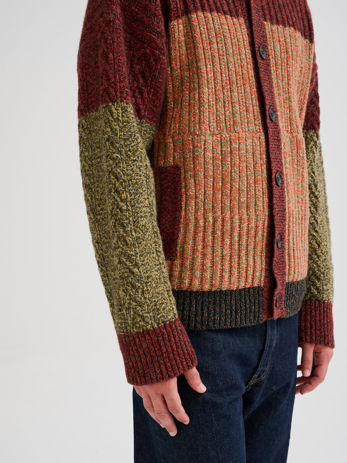Oversized patchwork knit hoodie