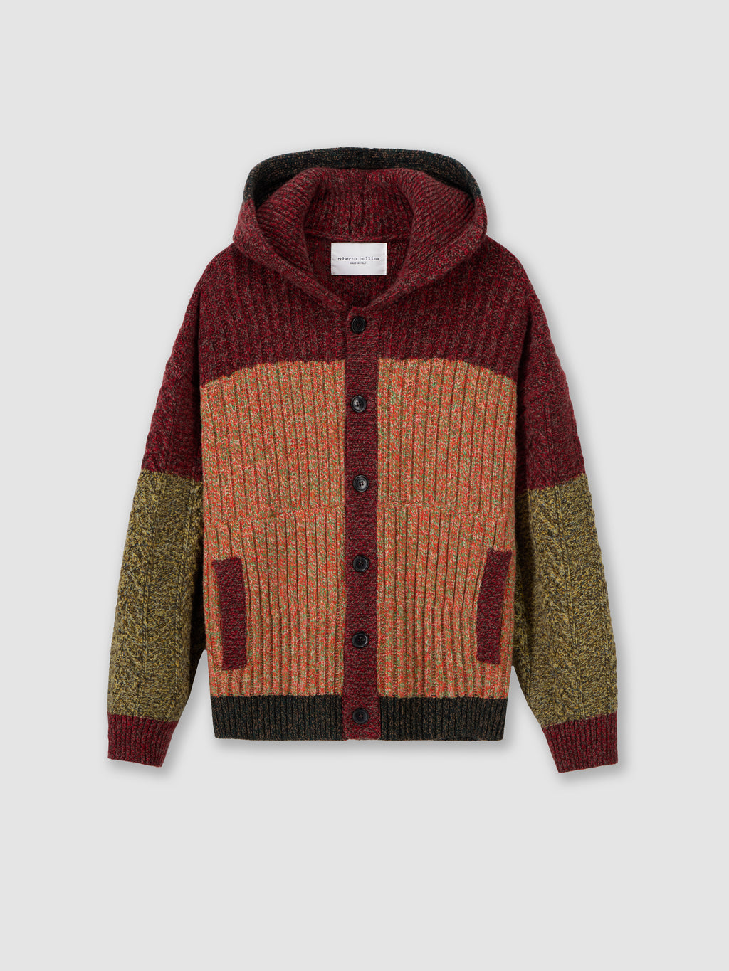 Oversized patchwork knit hoodie