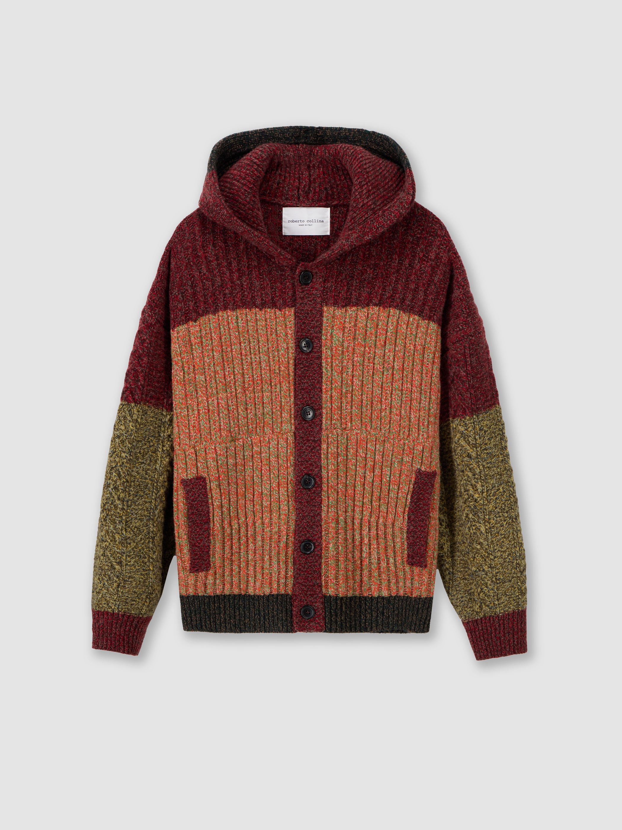Oversized patchwork knit hoodie