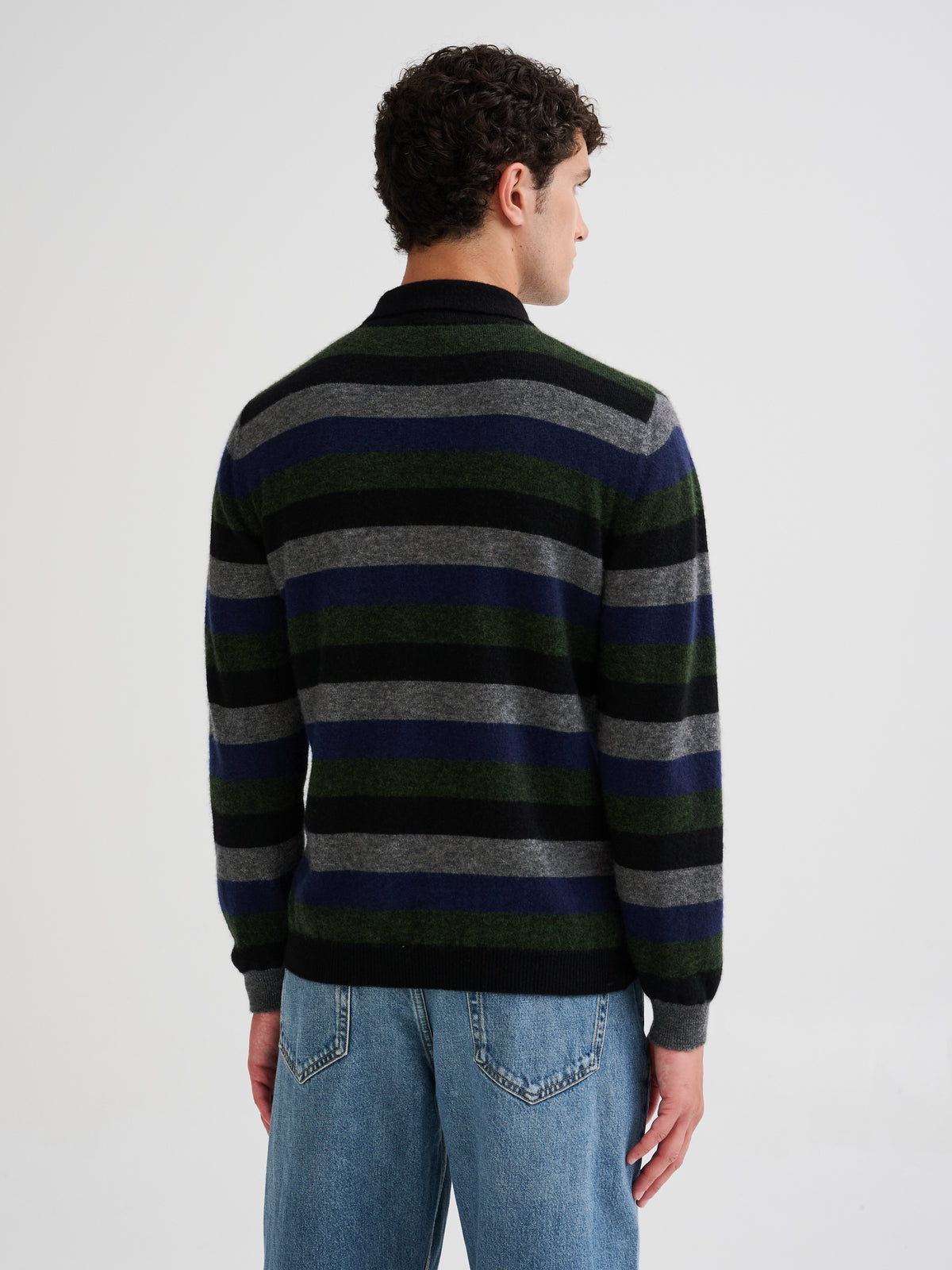 Striped cashmere and silk polo