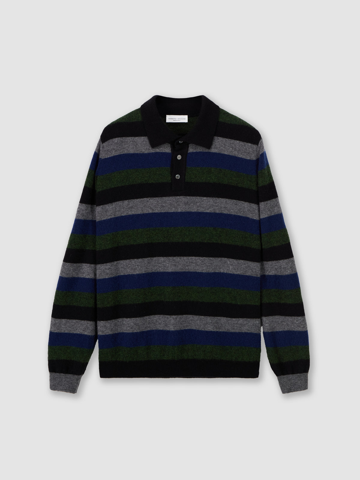 Striped cashmere and silk polo