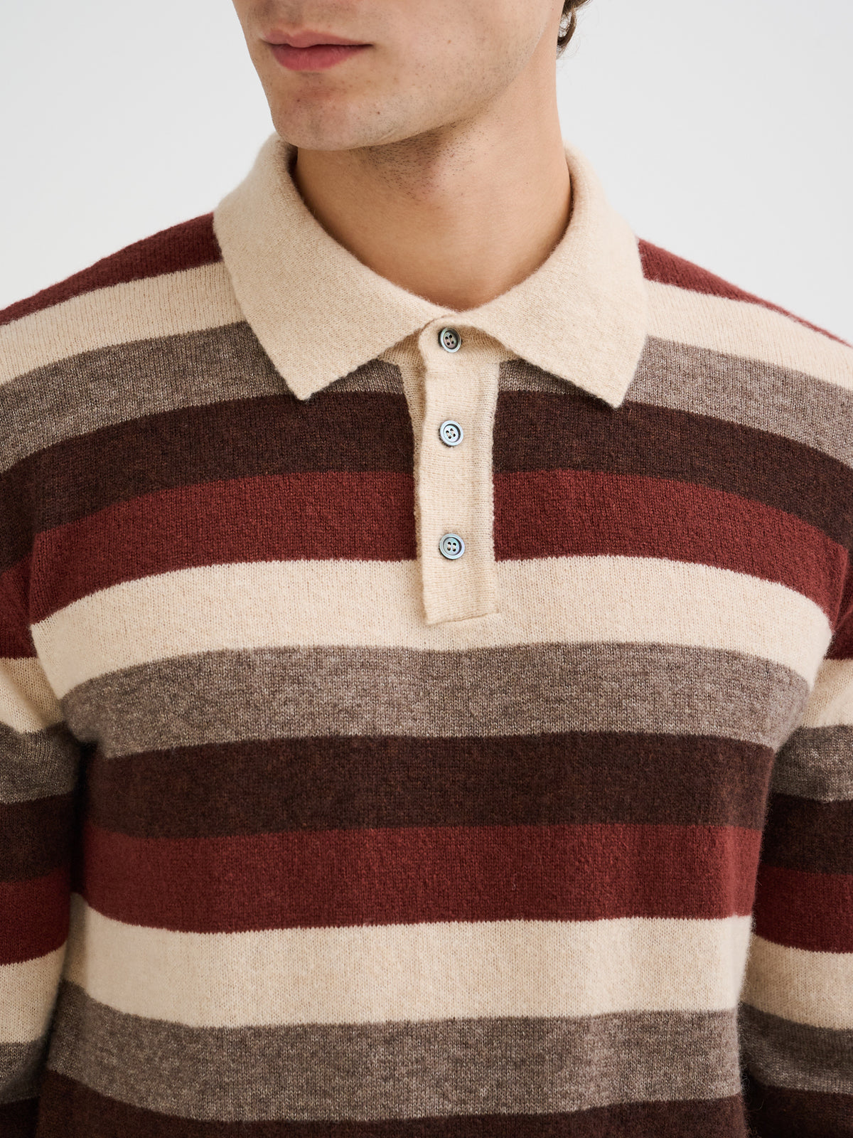 Striped cashmere and silk polo