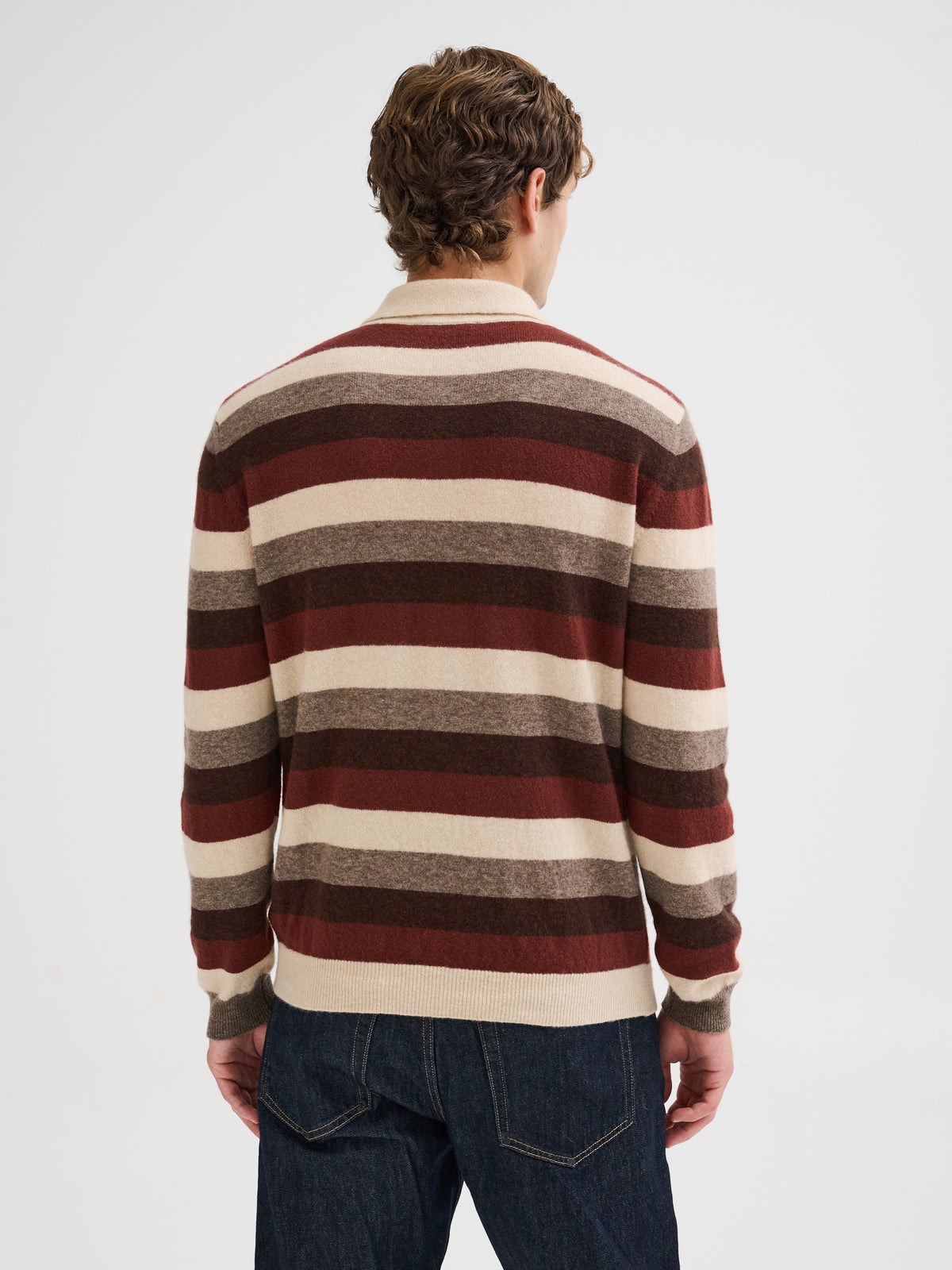Striped cashmere and silk polo
