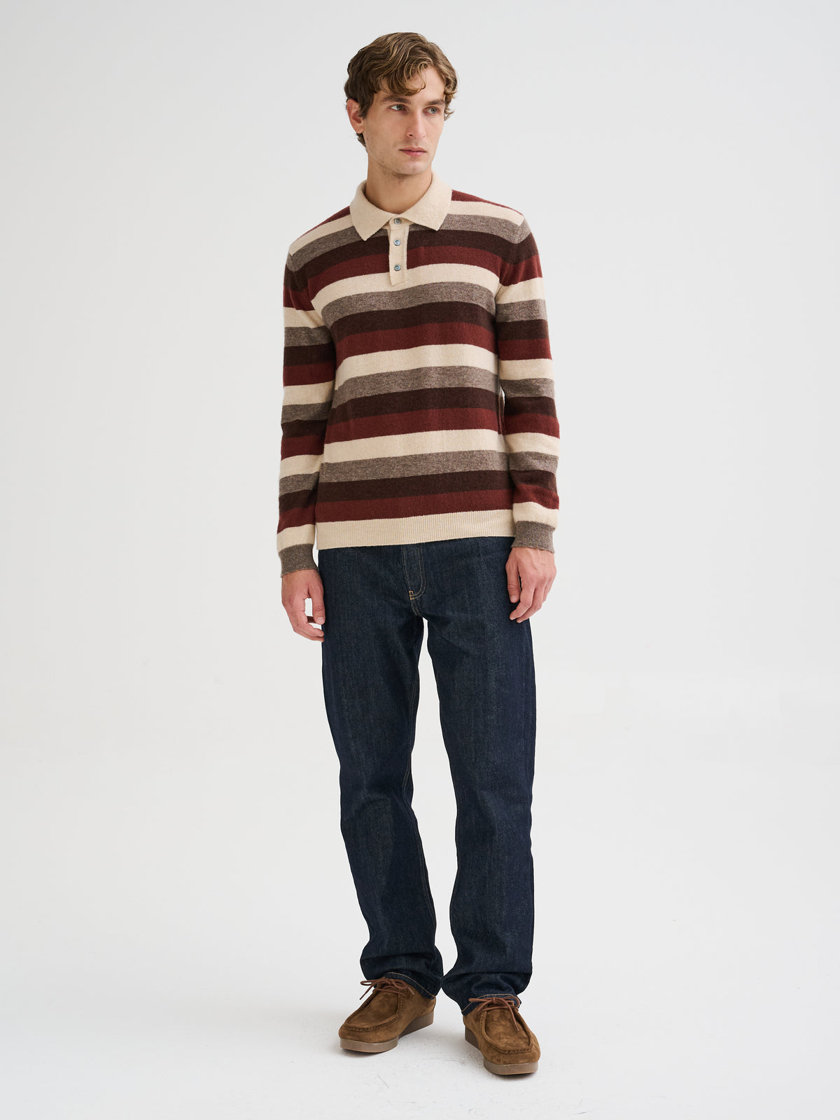 Striped cashmere and silk polo