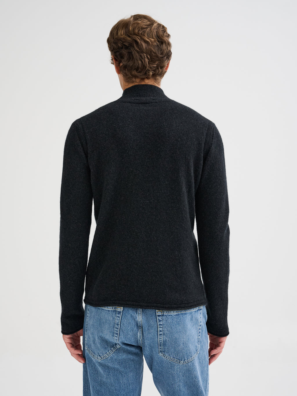 Camel wool mock-neck sweater