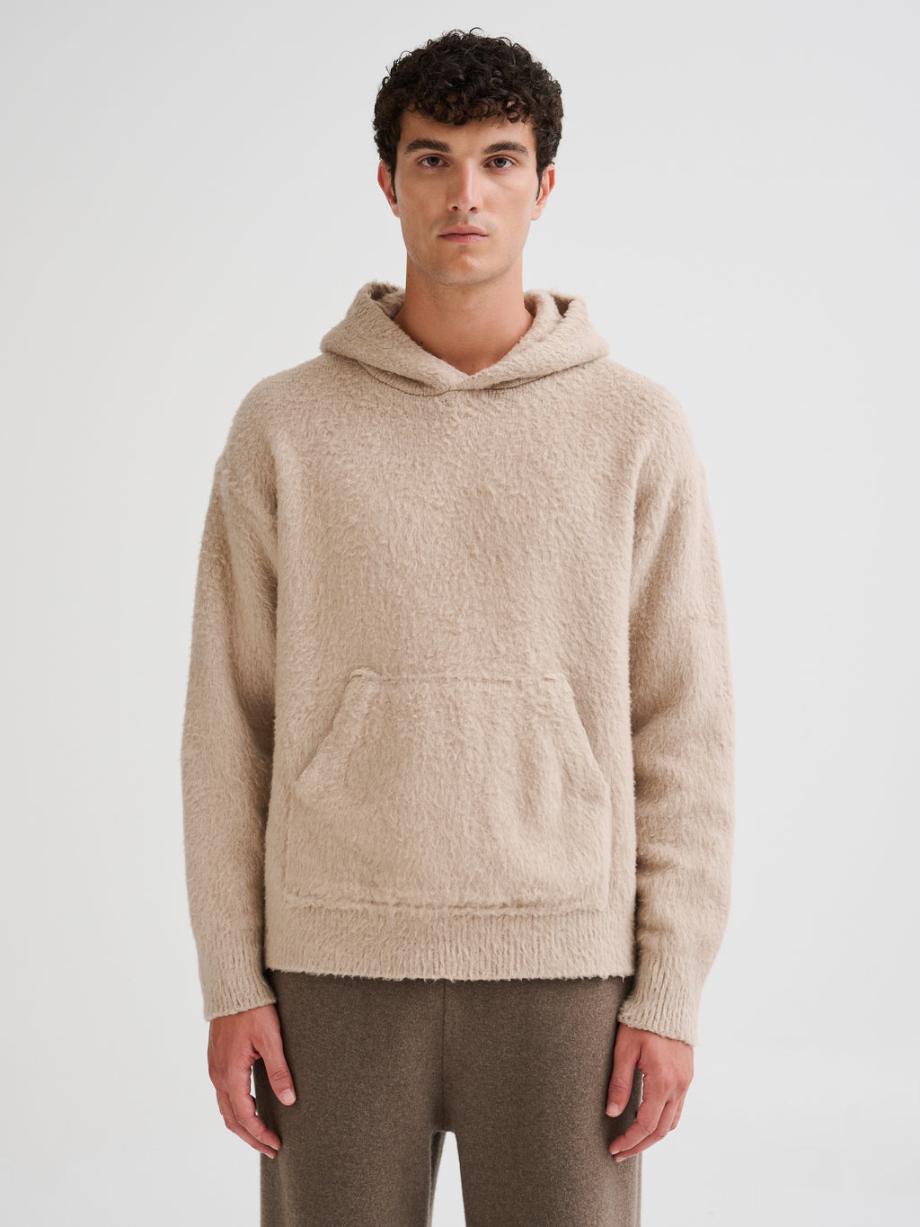 Oversized brushed hooded sweater