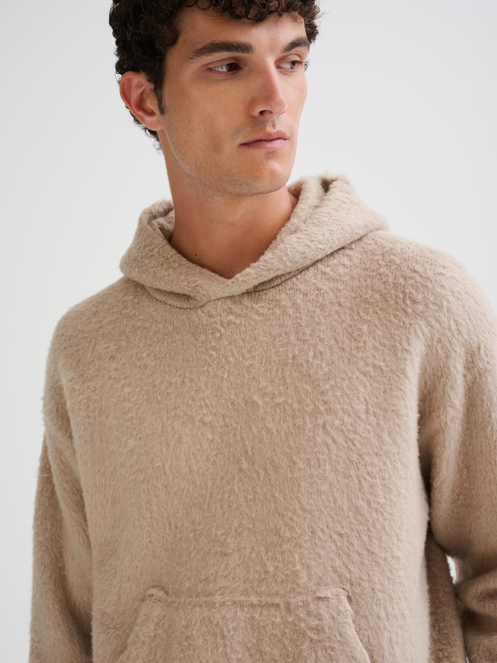 Oversized brushed hooded sweater