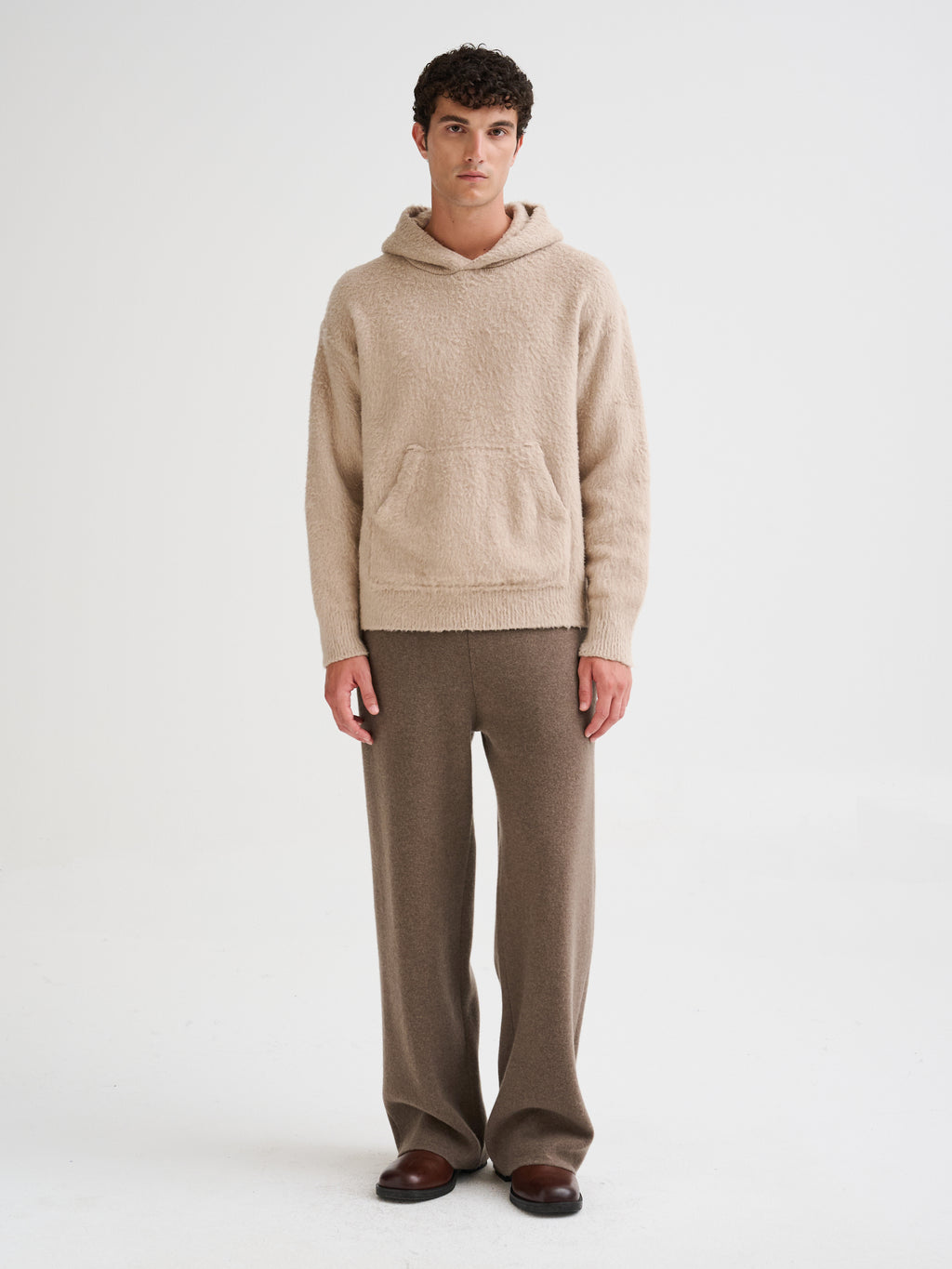 Oversized brushed hooded sweater