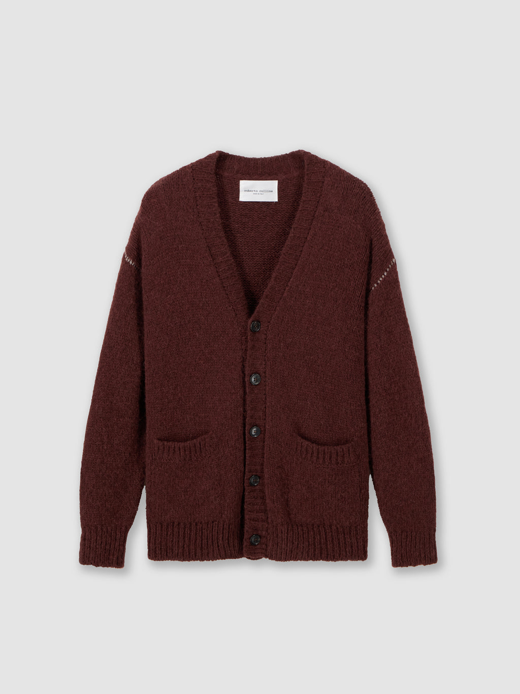 Alpaca cardigan with contrasting seams