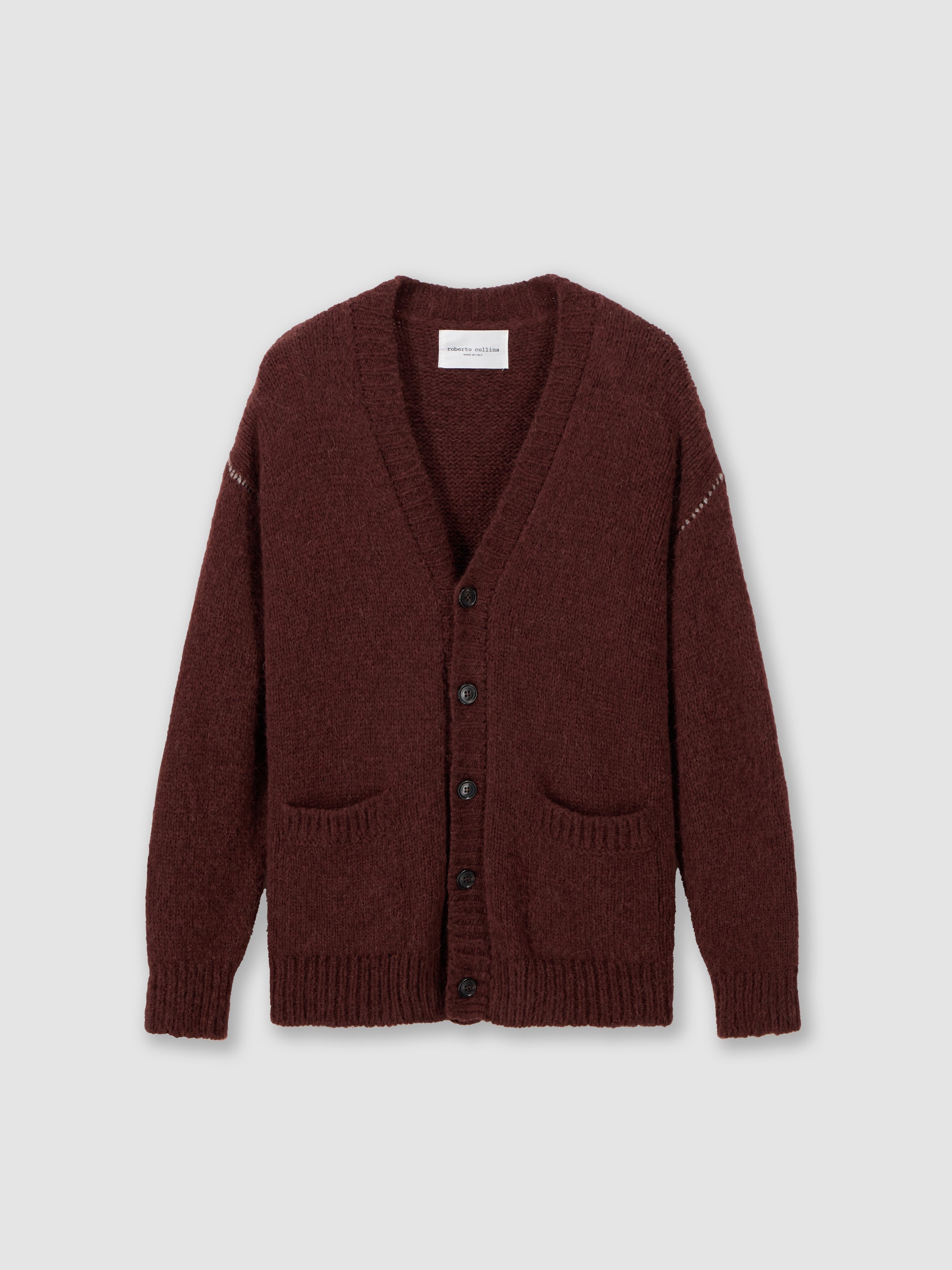 Alpaca cardigan with contrasting seams