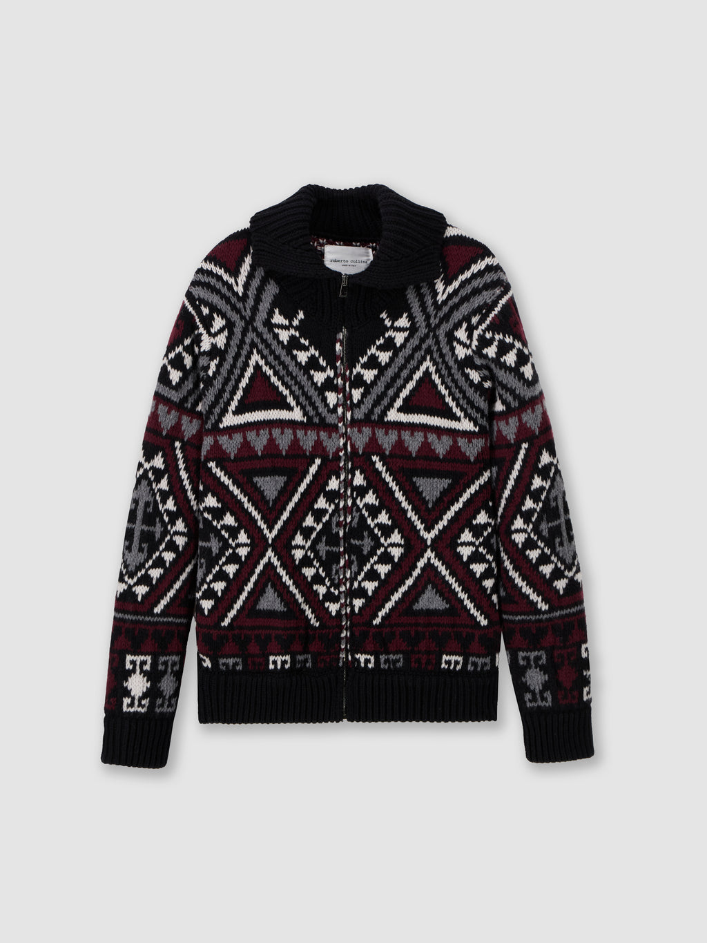 Geometric jacquard wool and cashmere jacket
