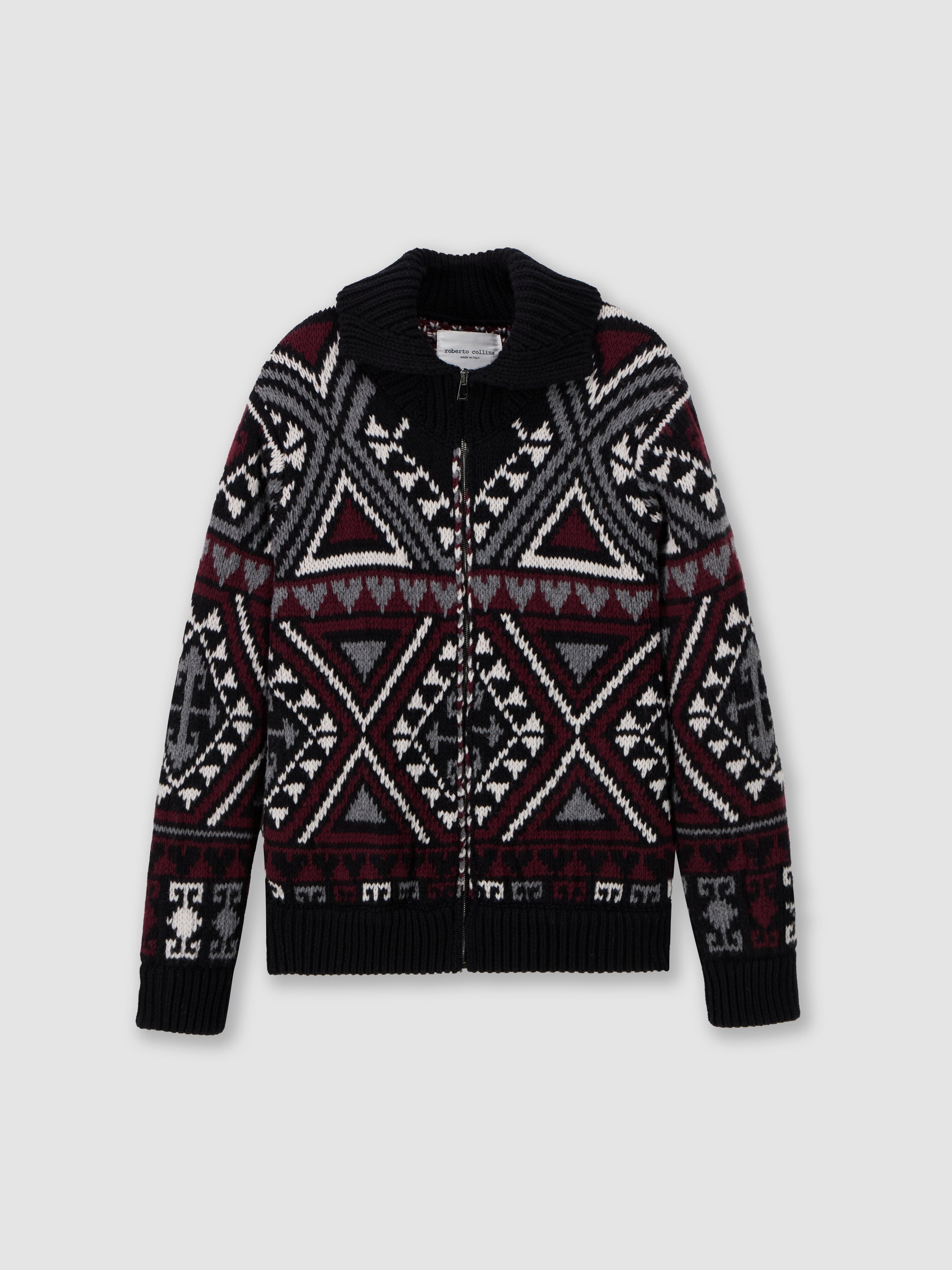 Geometric jacquard wool and cashmere jacket