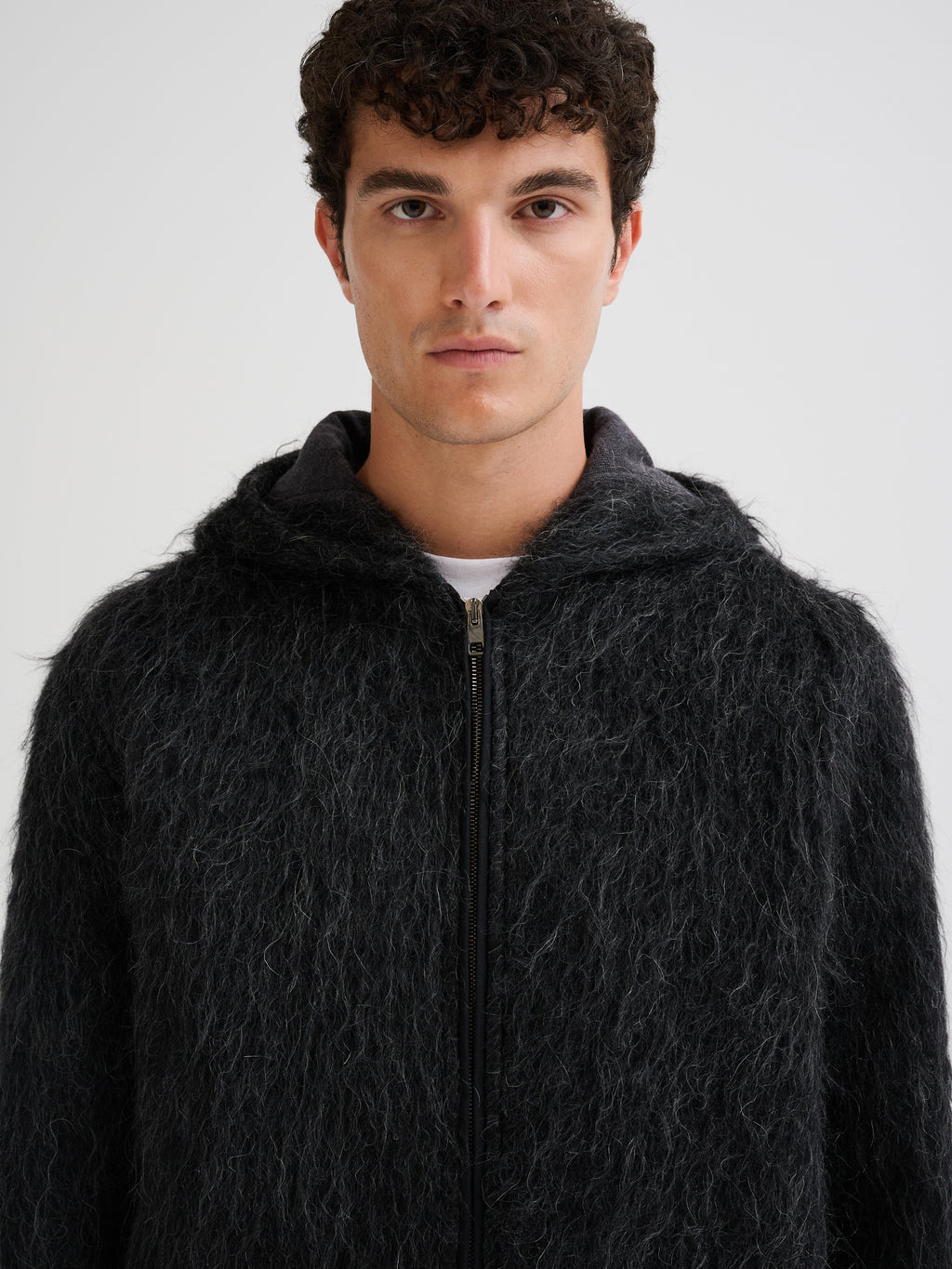 Hooded wool and alpaca jacket