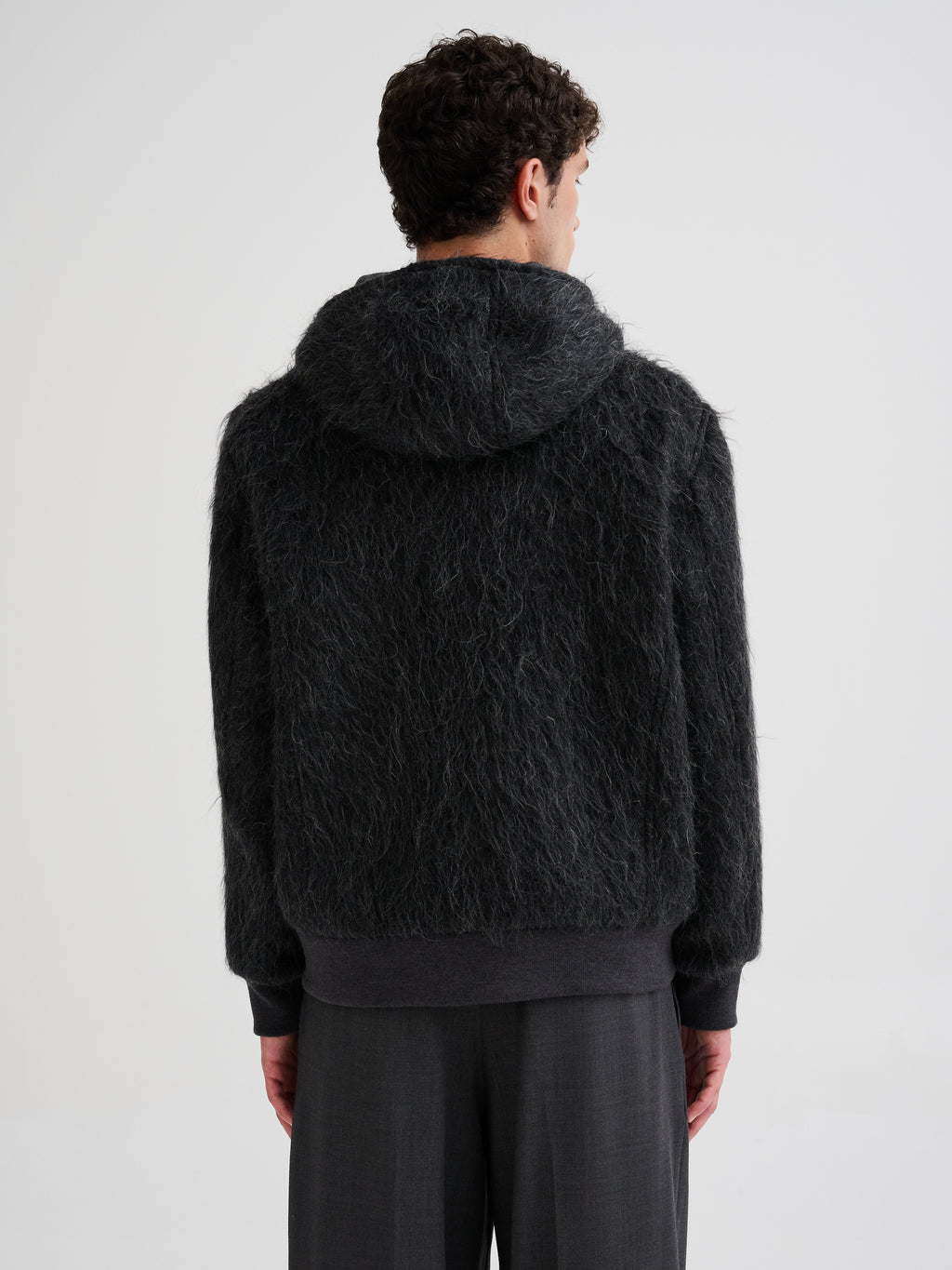 Hooded wool and alpaca jacket