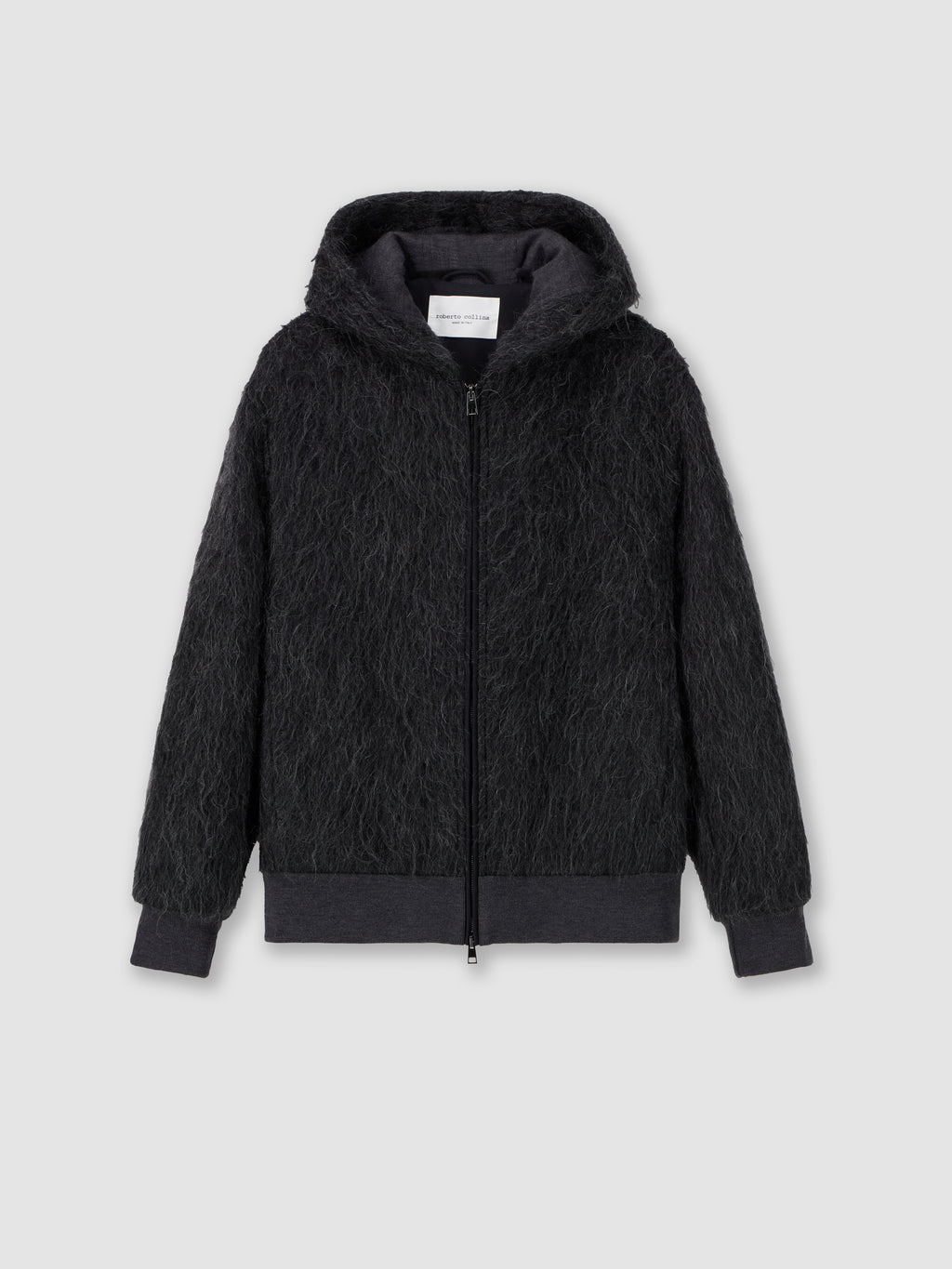 Hooded wool and alpaca jacket