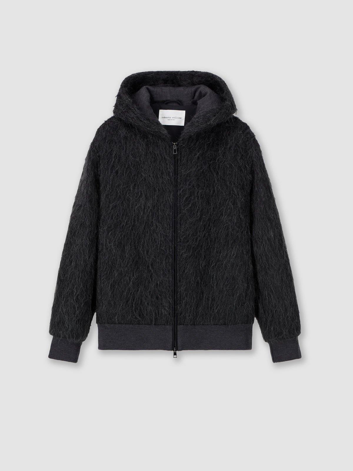 Hooded wool and alpaca jacket