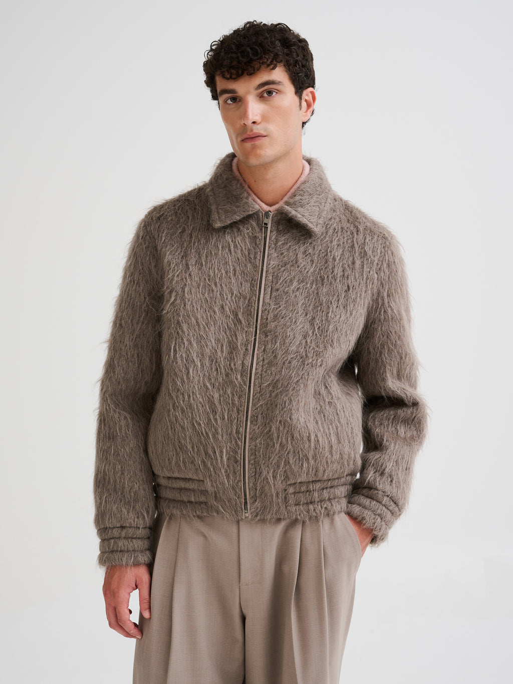 Zip-up wool and alpaca jacket