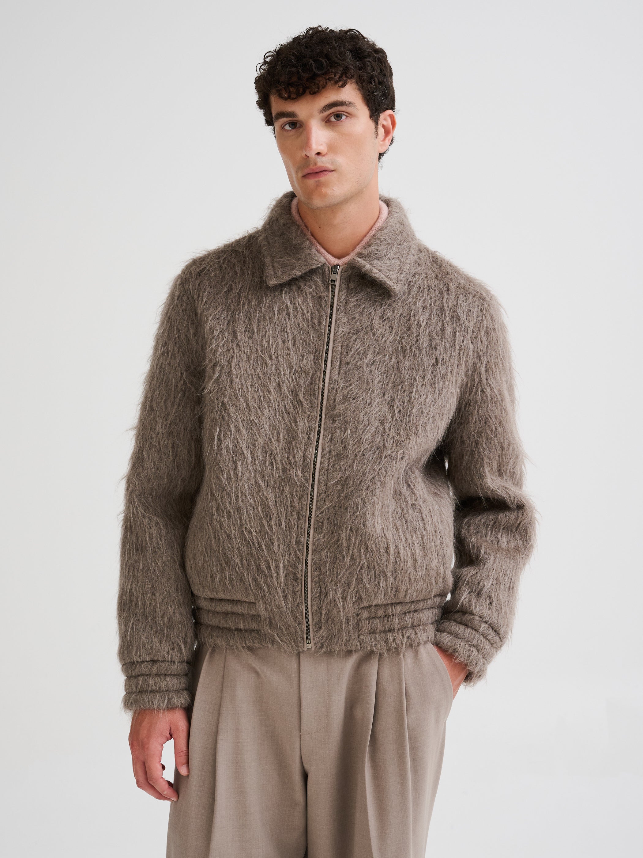 Zip-up wool and alpaca jacket