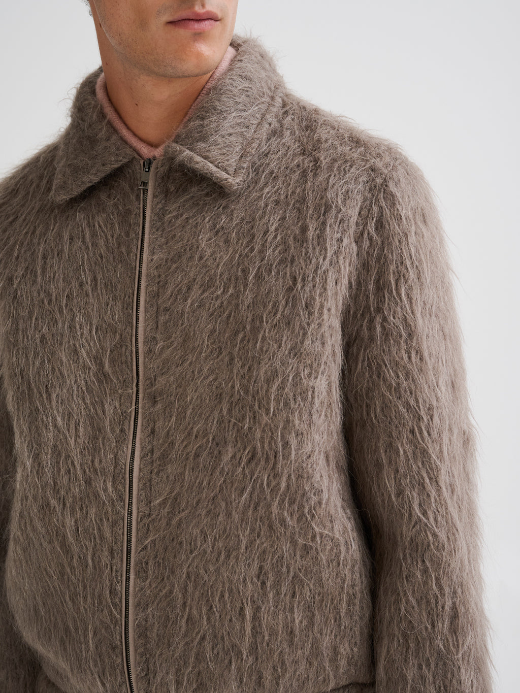 Zip-up wool and alpaca jacket