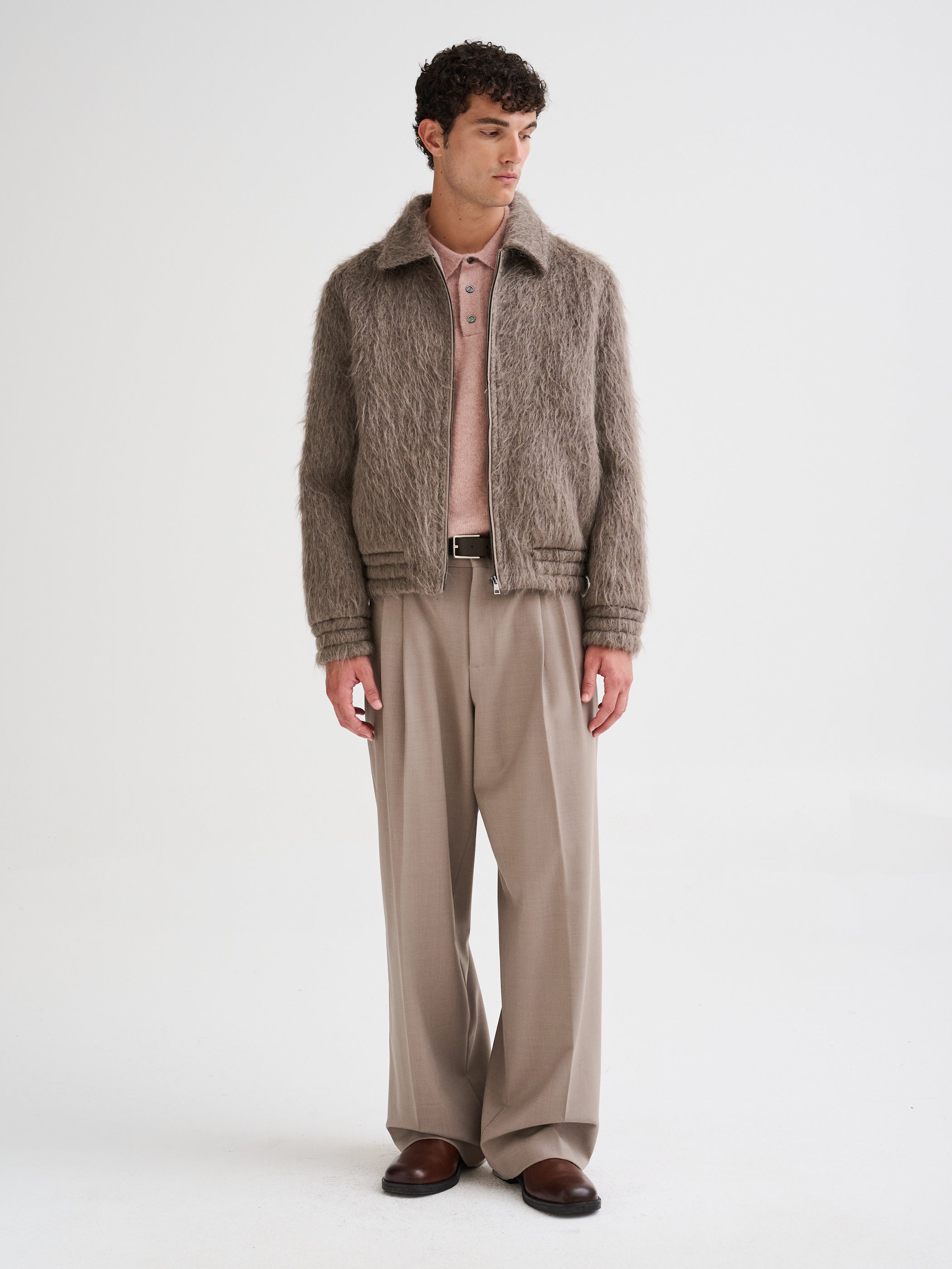 Zip-up wool and alpaca jacket