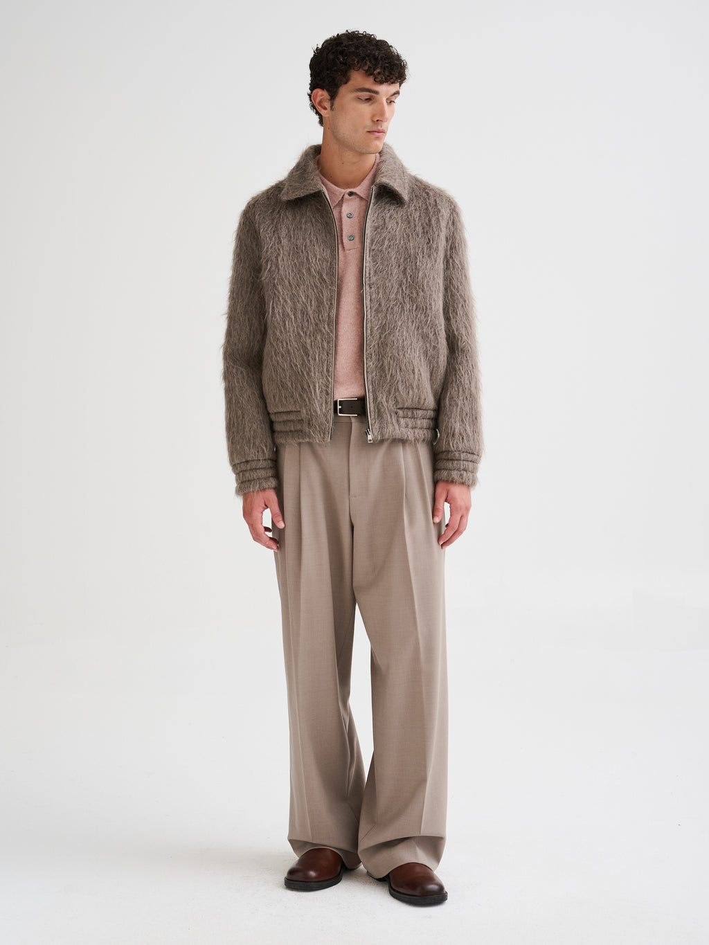 Zip-up wool and alpaca jacket