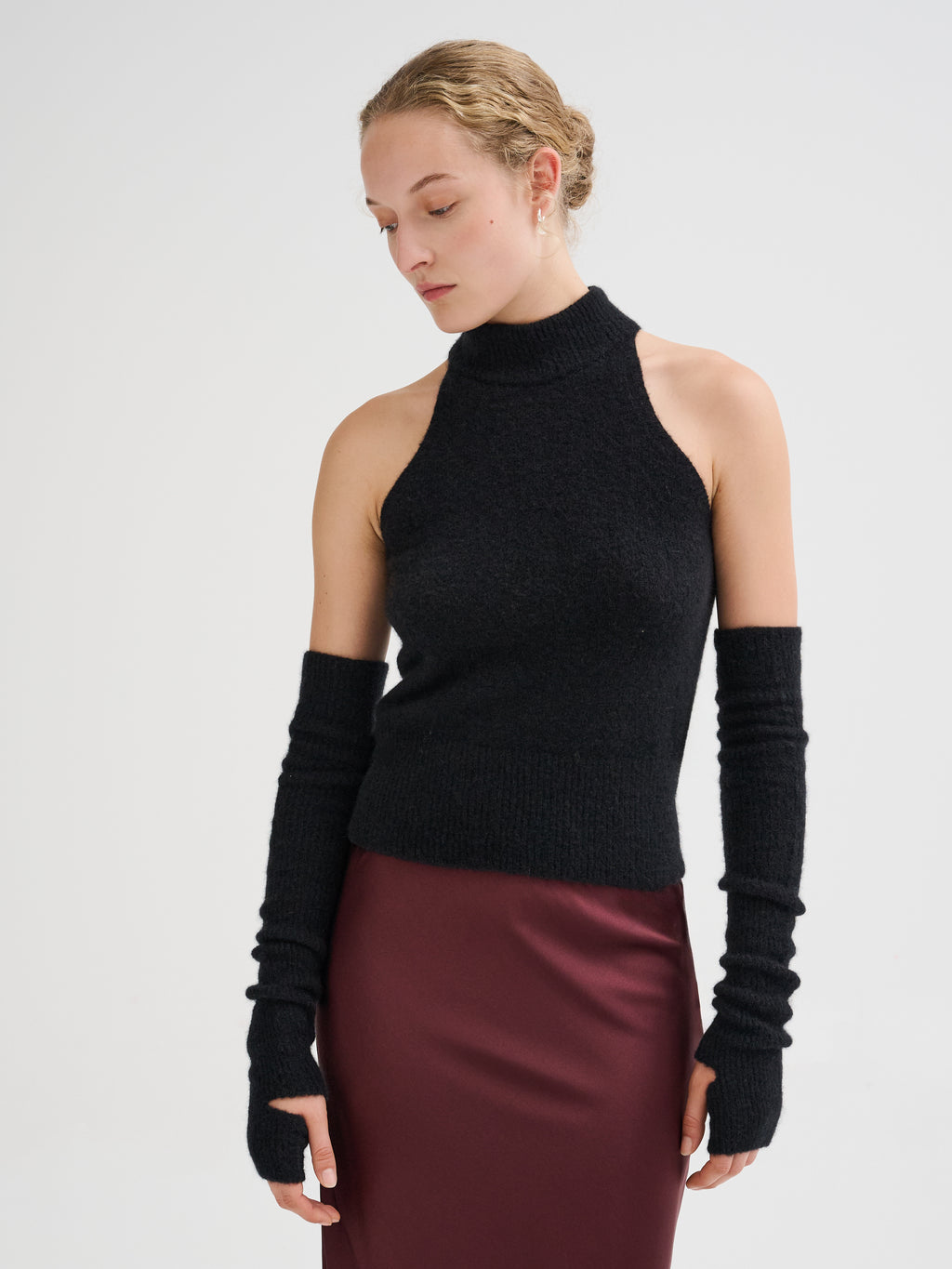 Cashmere and silk fingerless long  arm warmers