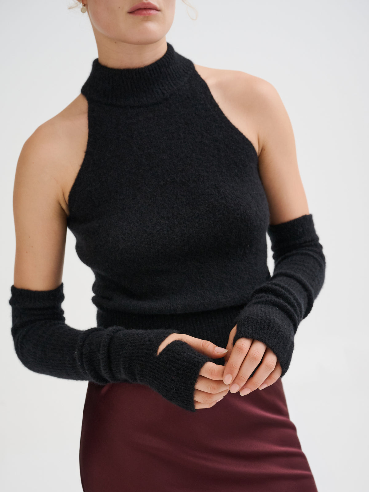 Cashmere and silk fingerless long  arm warmers