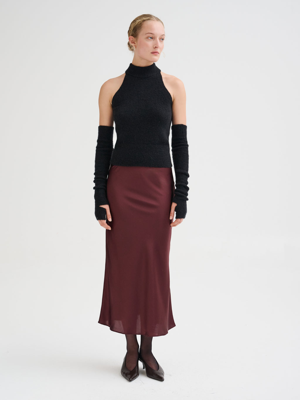 Cashmere and silk fingerless long  arm warmers
