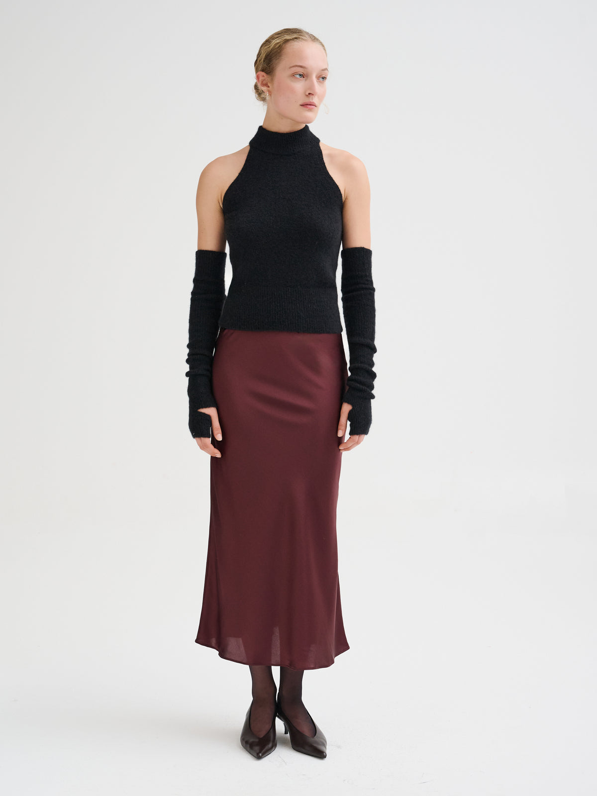 Cashmere and silk fingerless long  arm warmers