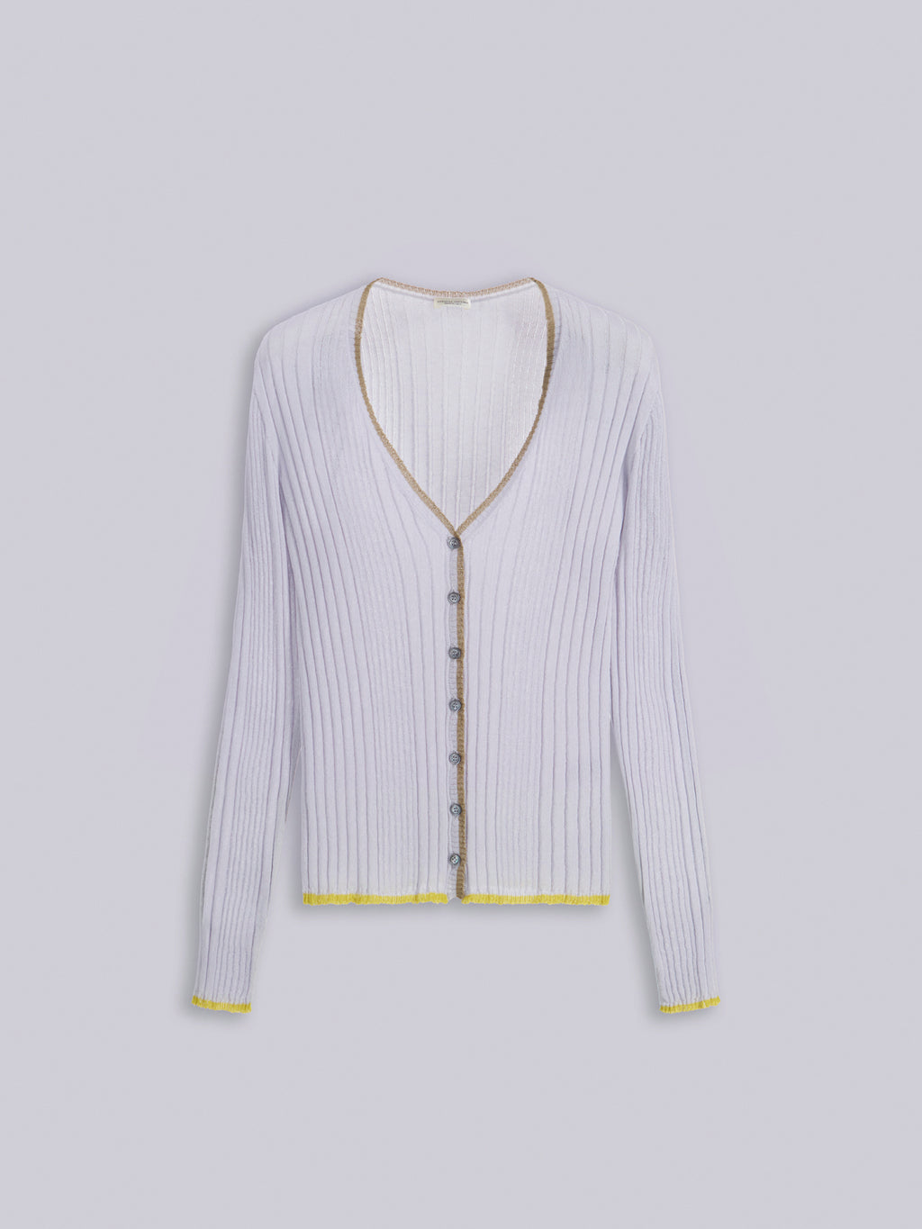 Contrast-stitch ribbed cardigan