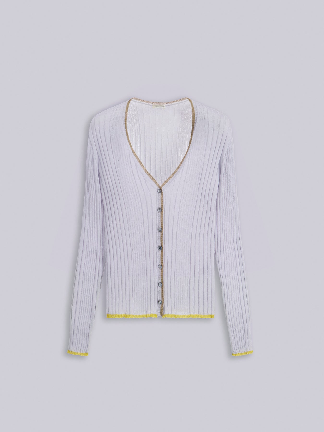 Contrast-stitch ribbed cardigan