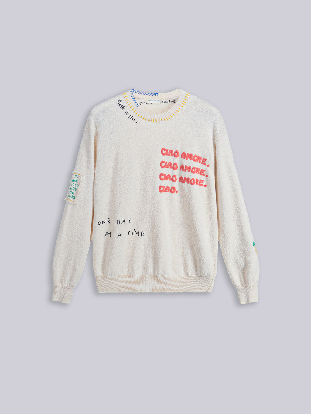 “Ciao Amore” Embroidered knit sweater