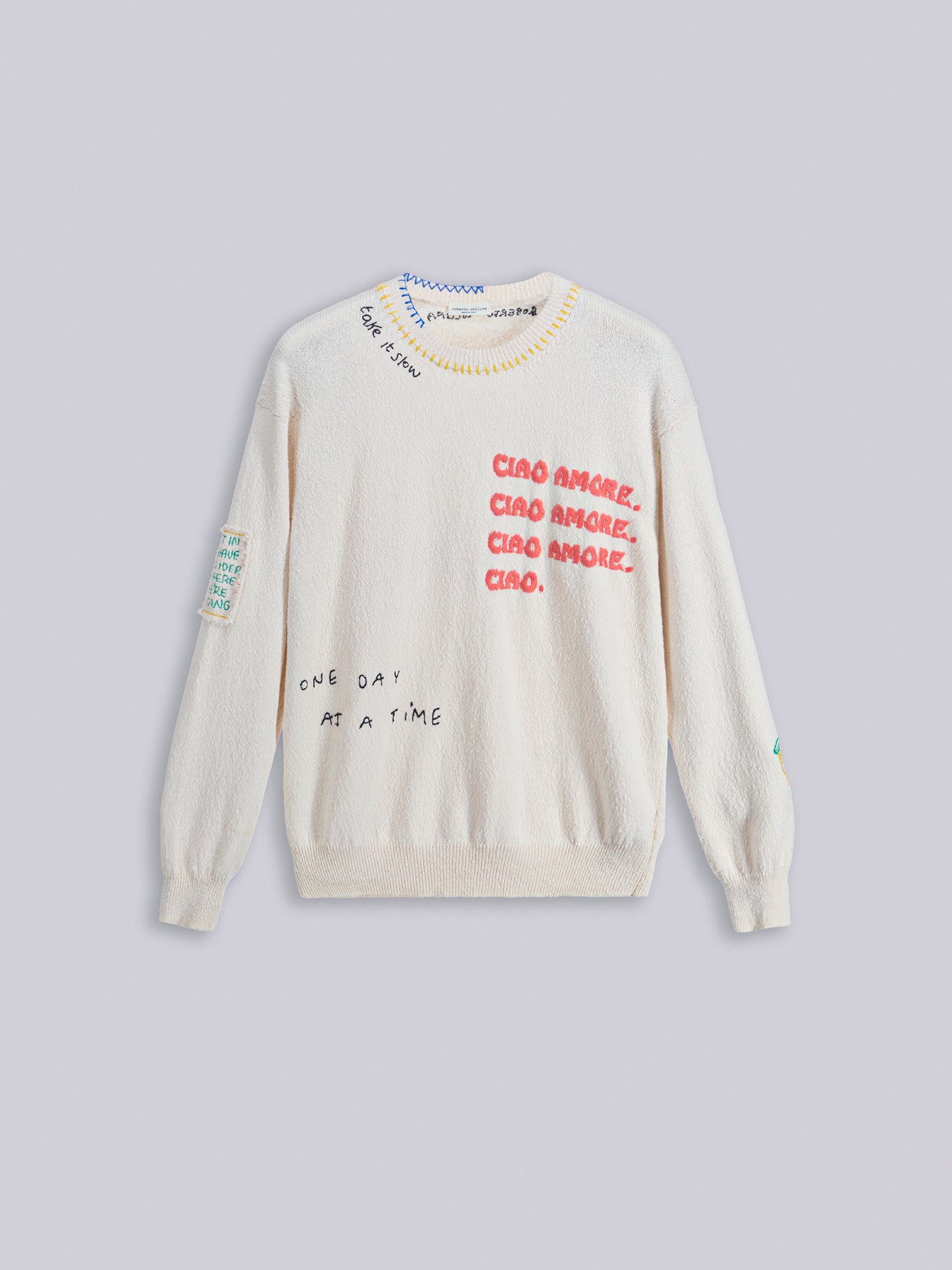 “Ciao Amore” Embroidered knit sweater