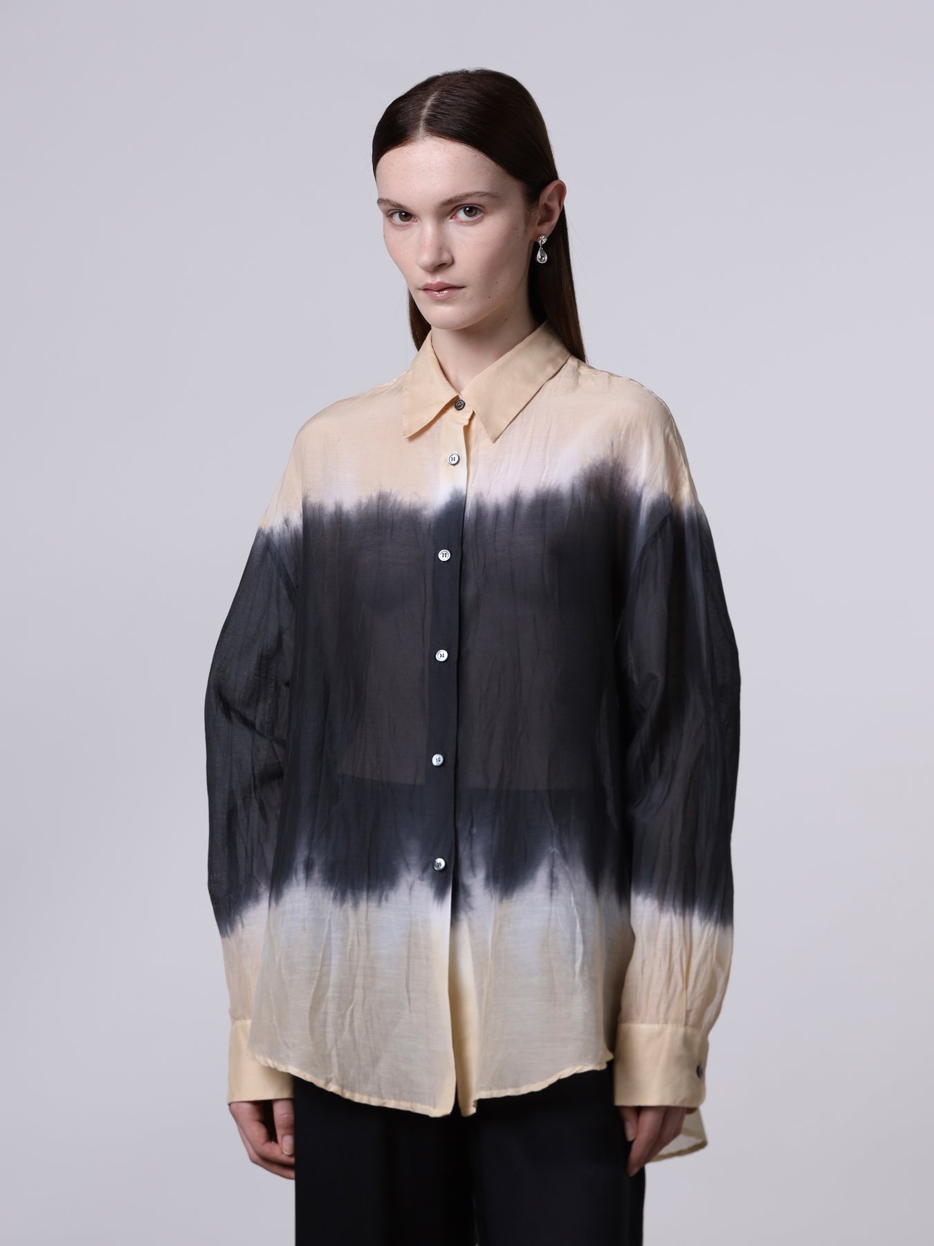 Tie-dye semi-sheer oversized shirt