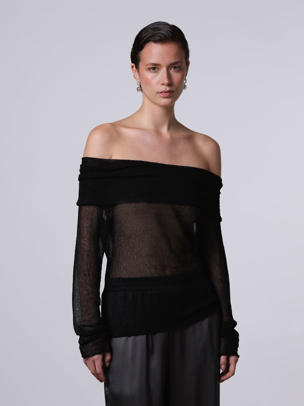 Openwork Lace-Effect off-shoulder