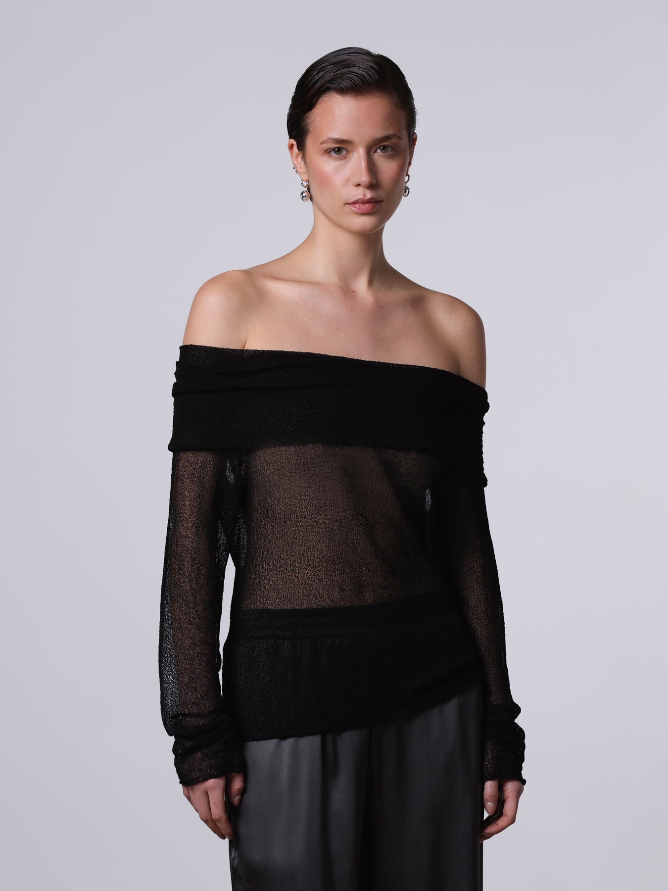 Openwork Lace-Effect off-shoulder