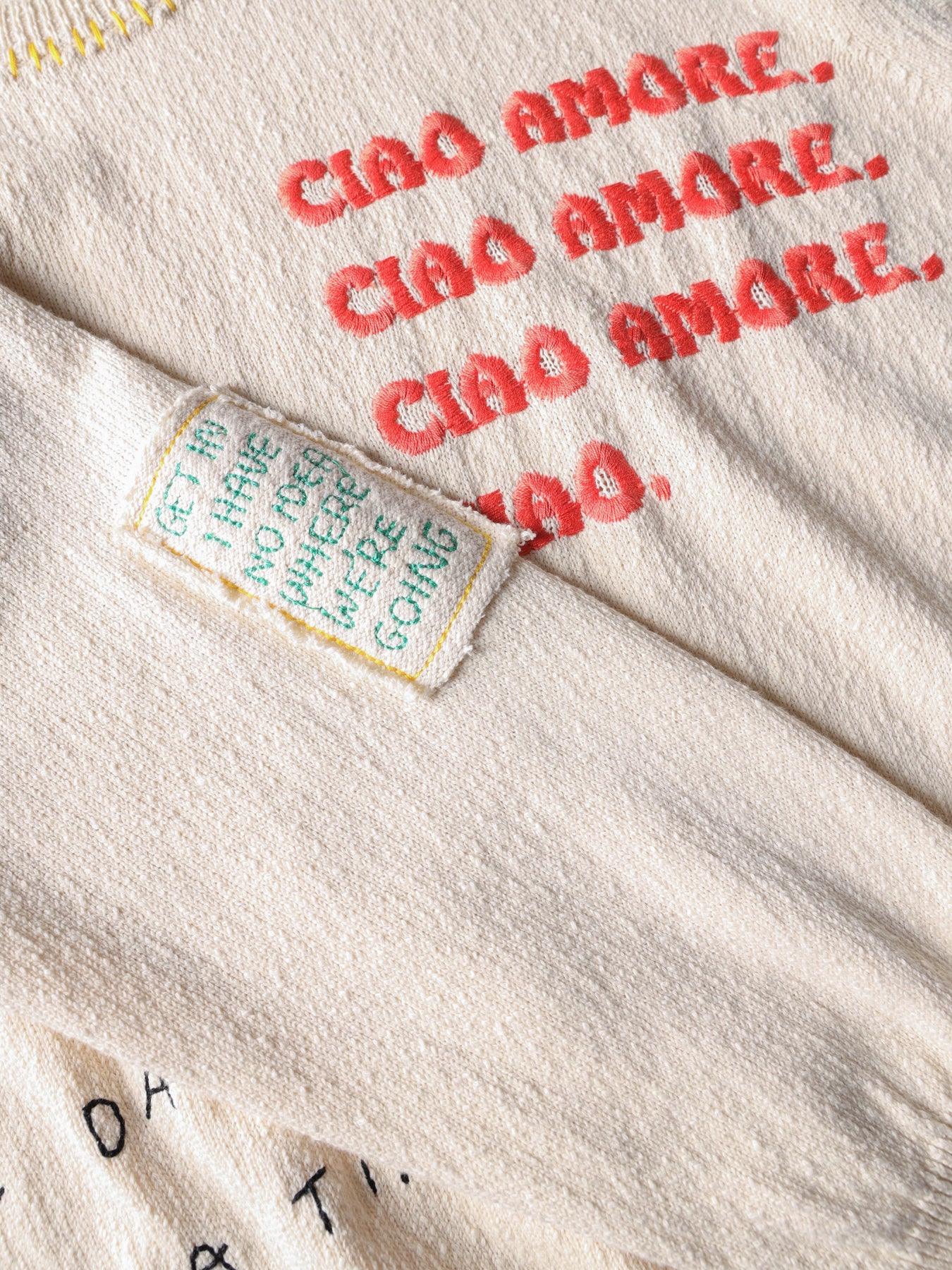 “Ciao Amore” Embroidered knit sweater