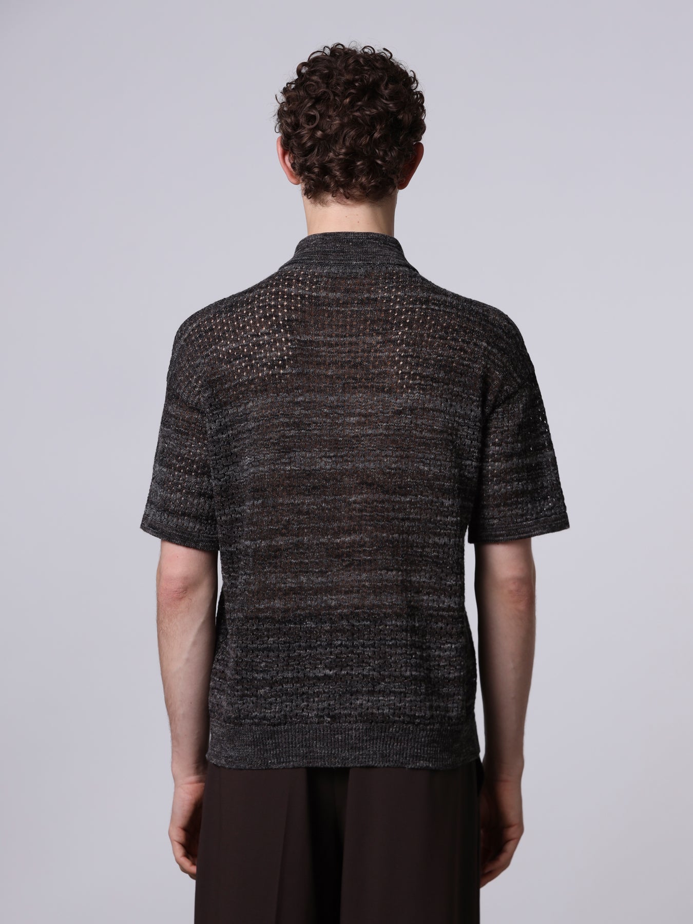 Mouliné textured-knit shirt
