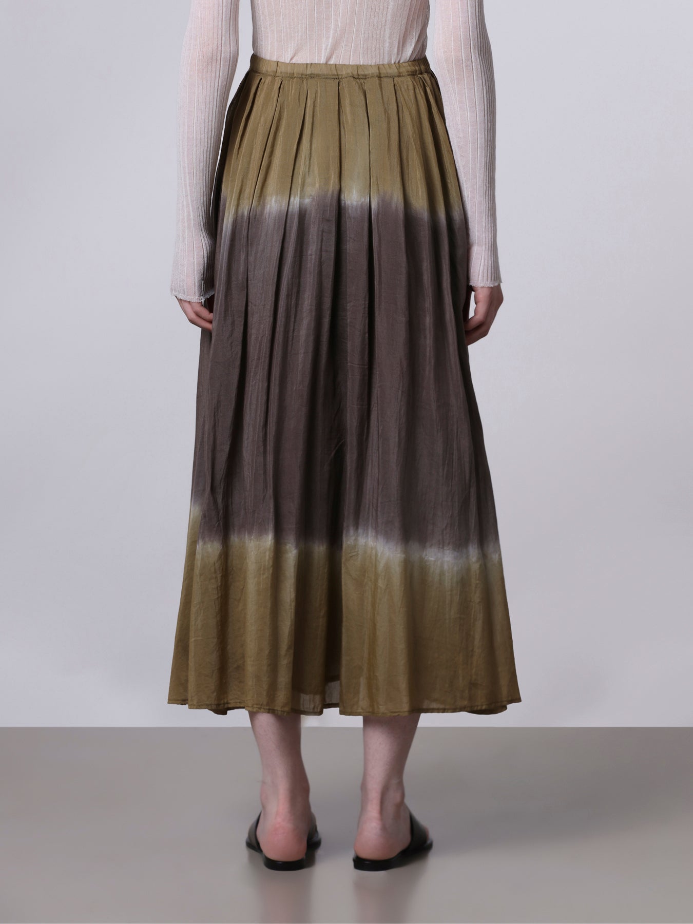 Tie-dye wide pleated skirt
