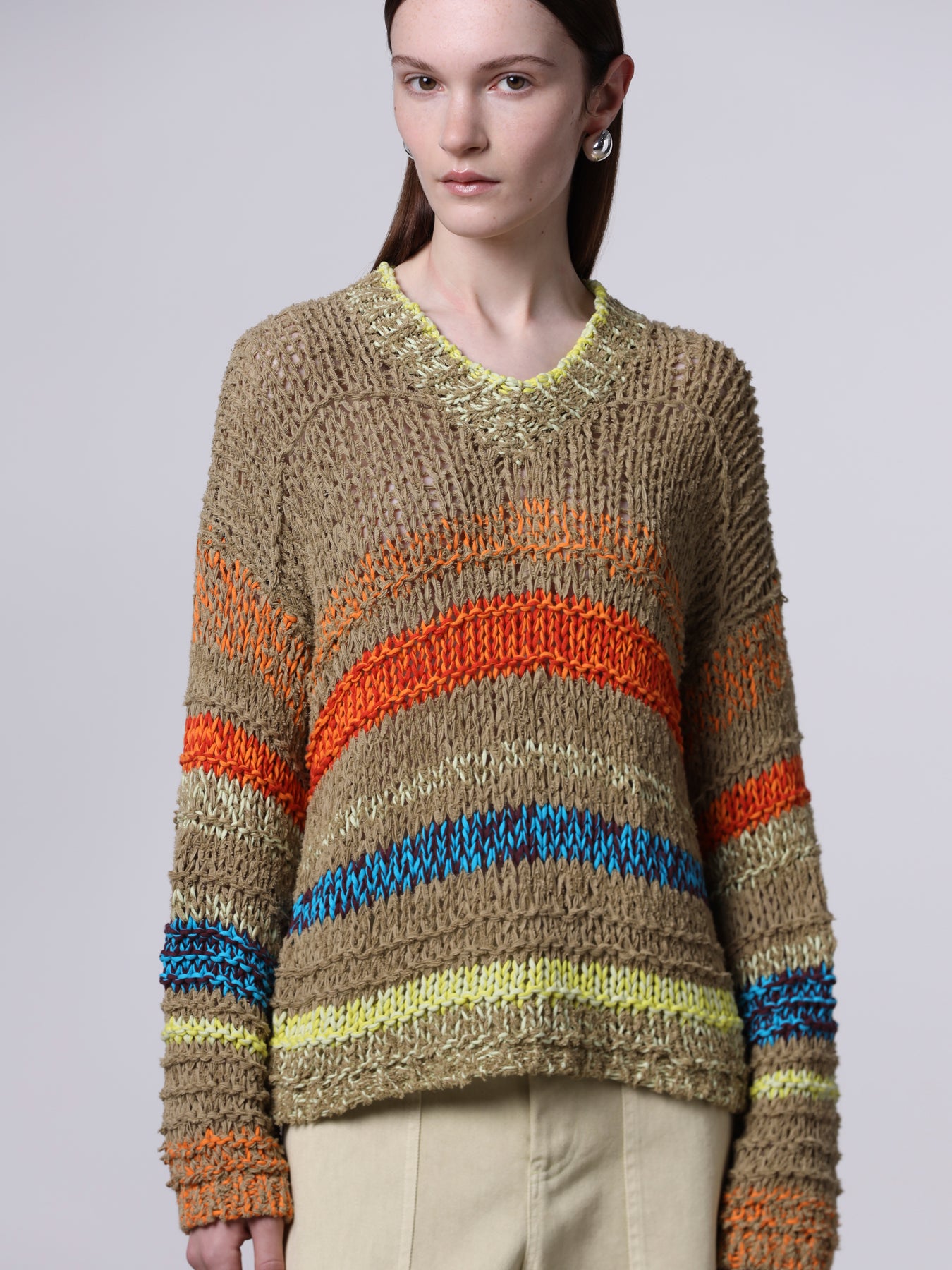 Mixed-stitch striped sweater