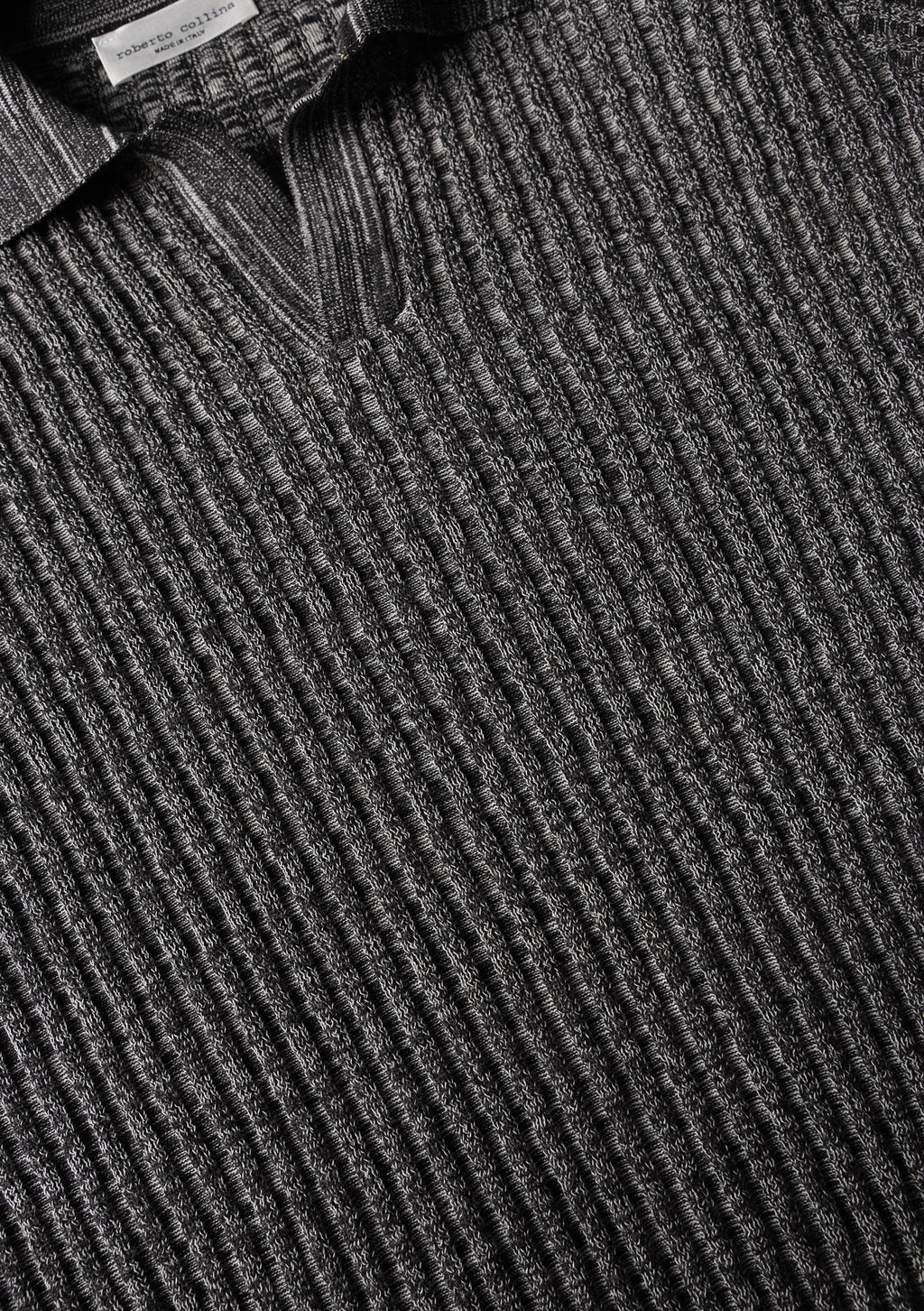 Ribbed mouliné knit polo