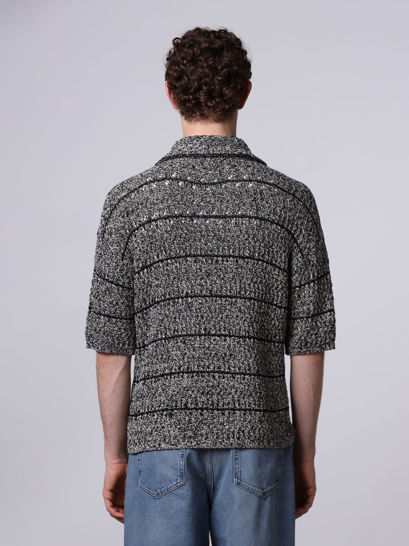 Mouliné textured knit shirt