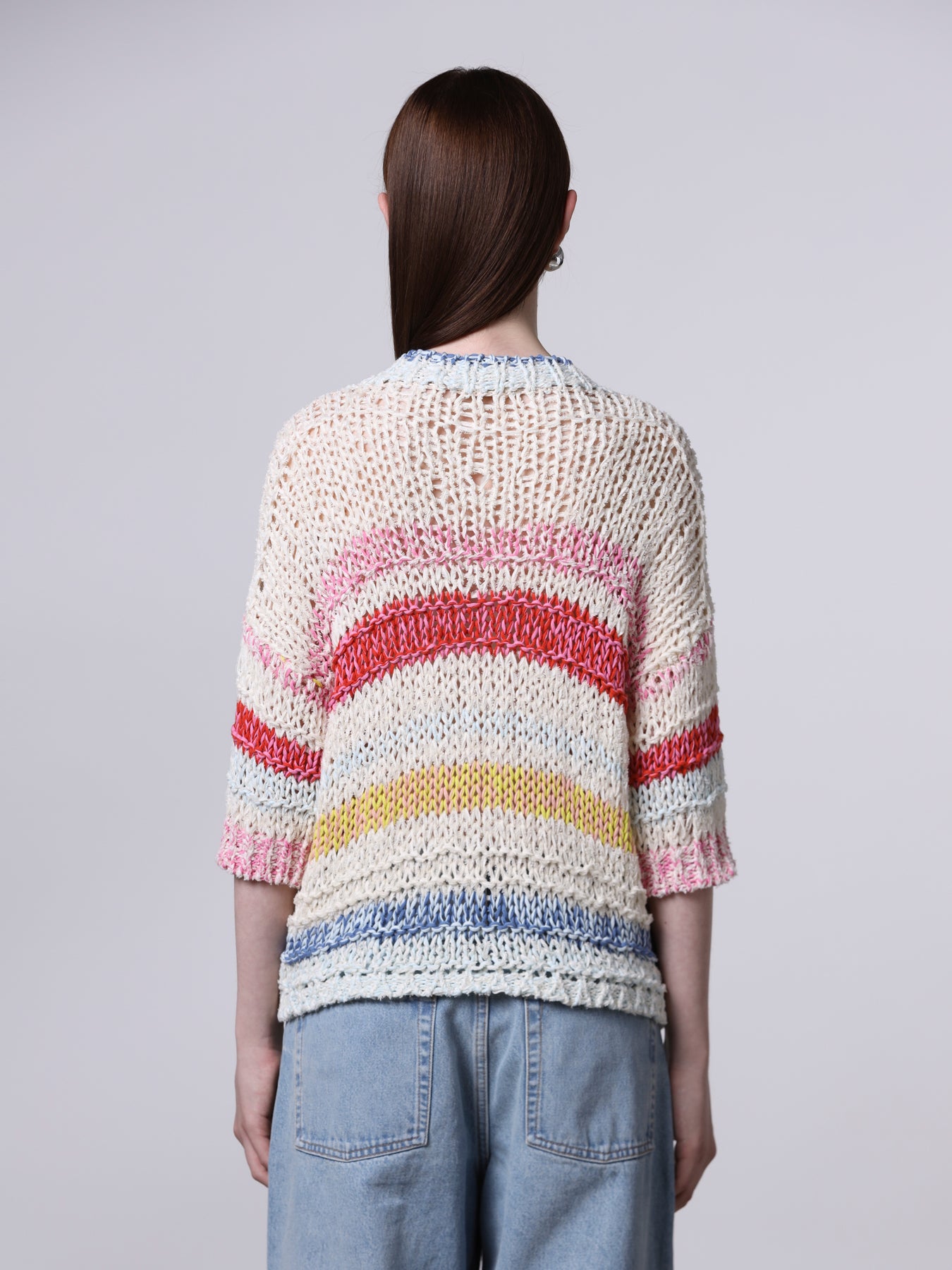 Mixed-stitch striped t-shirt