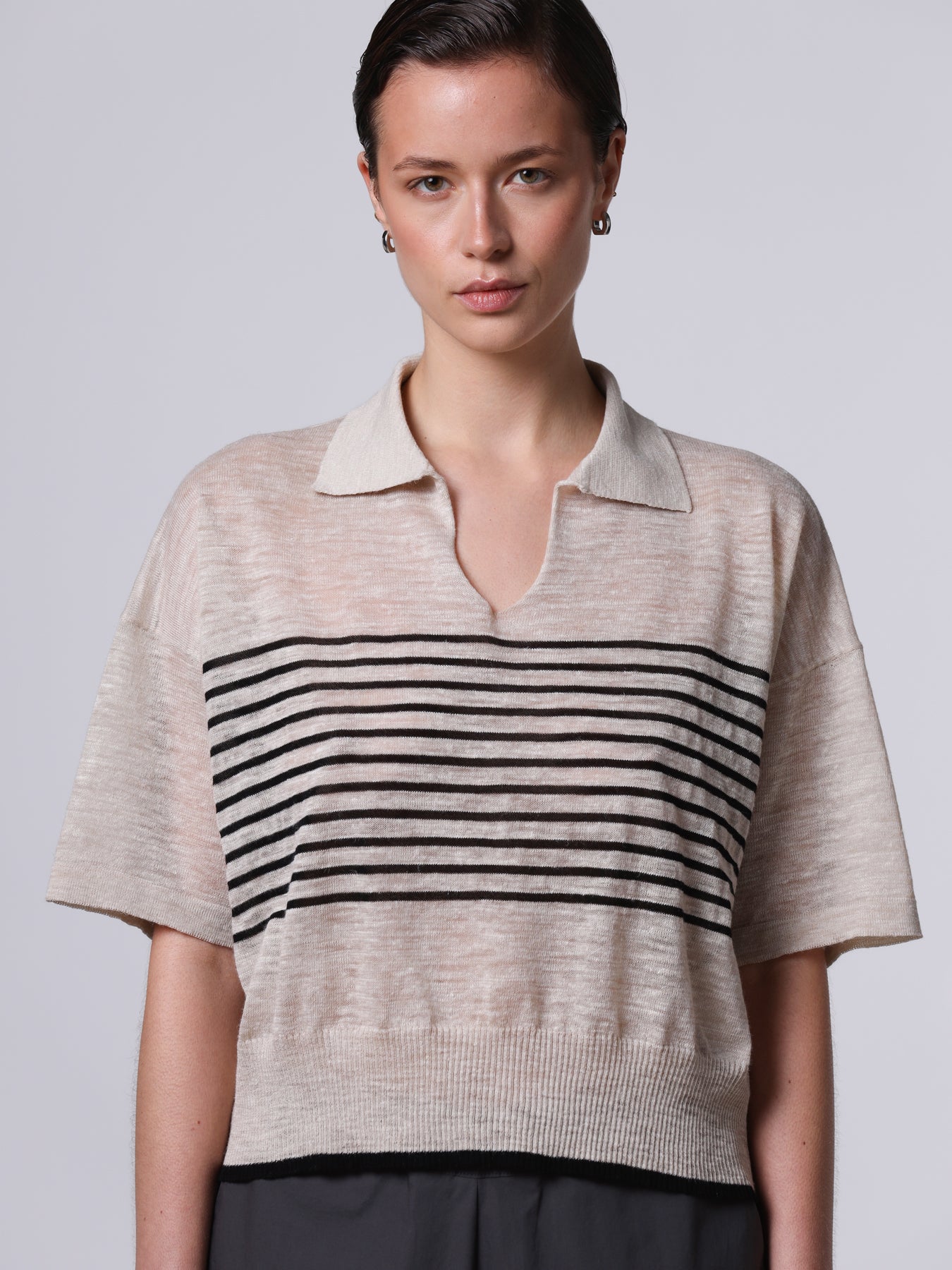 Striped linen polo