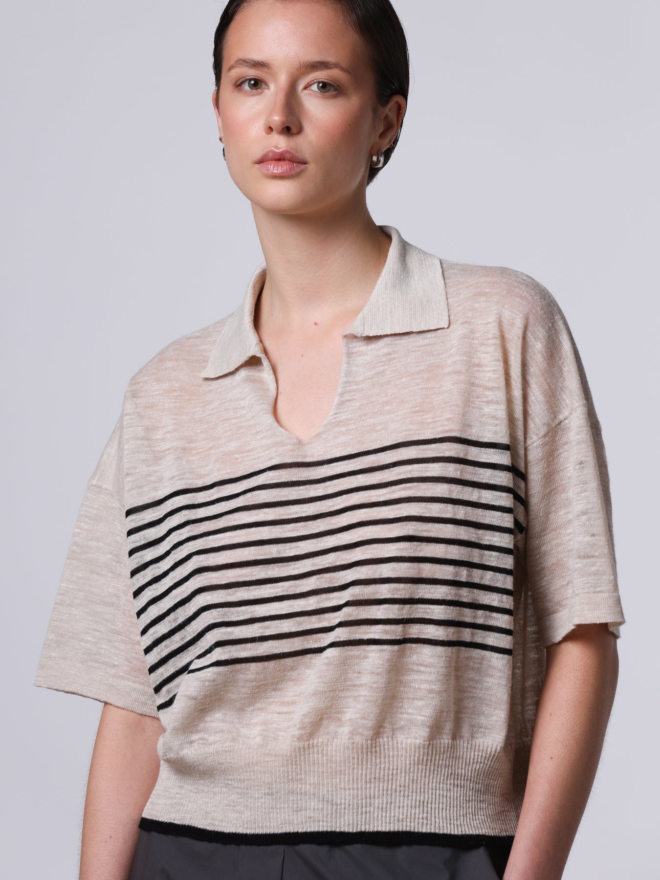 Striped linen polo