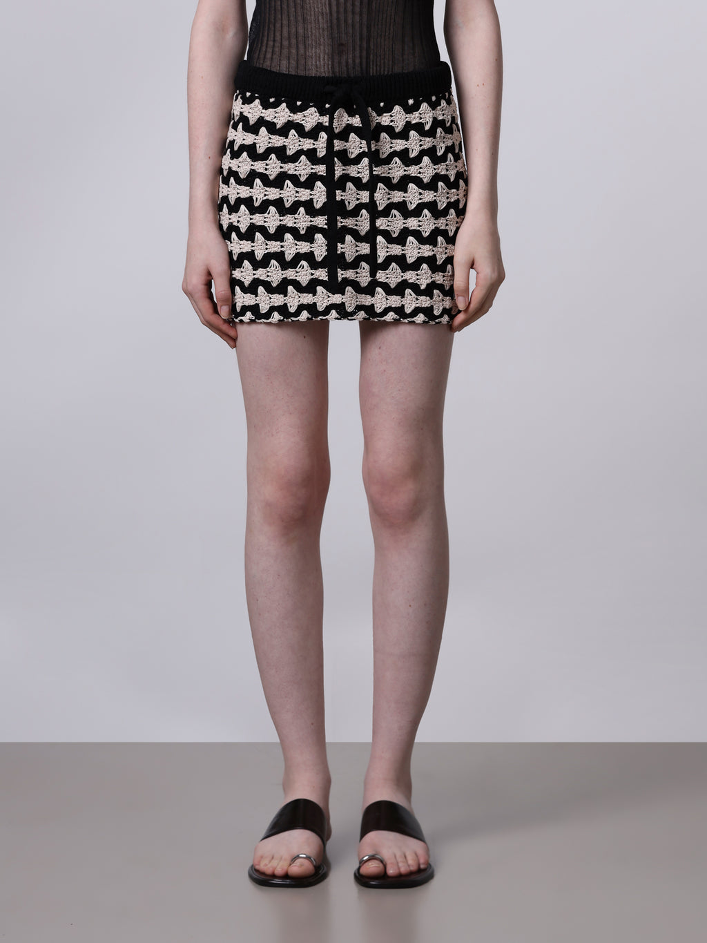 Bicolor jacquard mini-skirt
