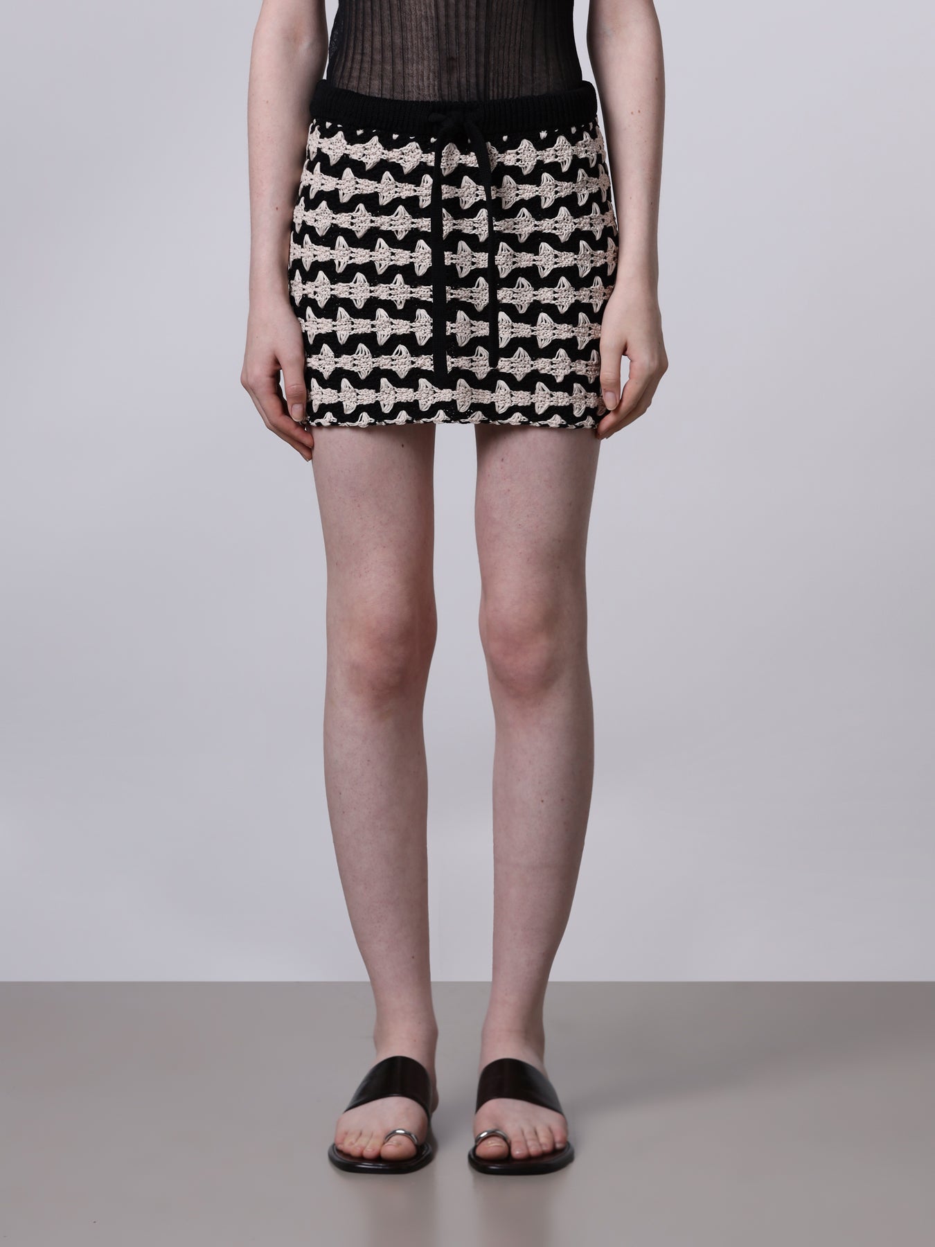 Bicolor jacquard mini-skirt