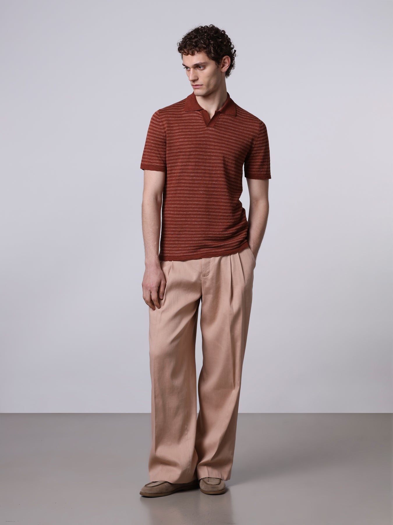 Striped linen polo