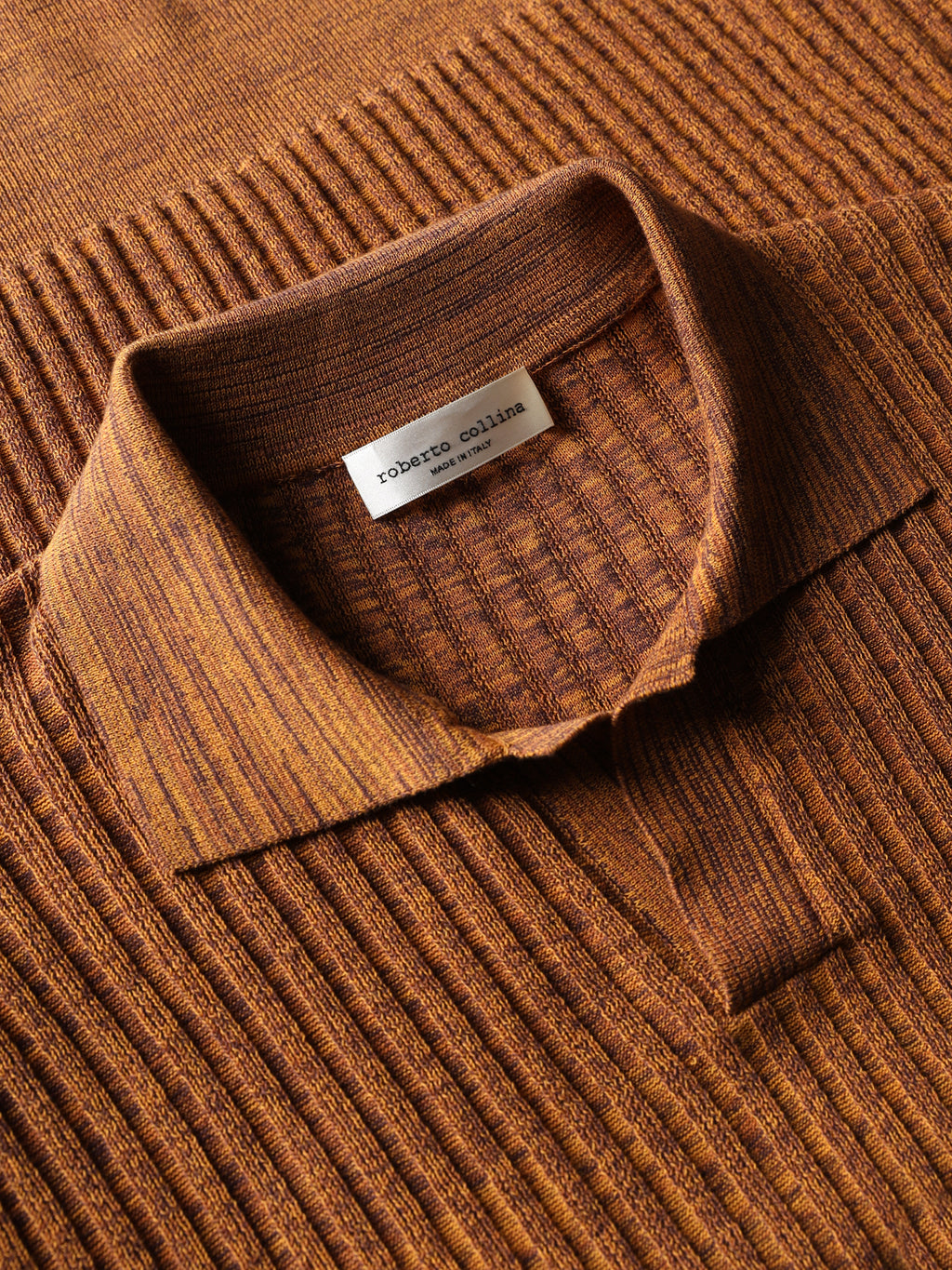 Ribbed mouliné knit polo